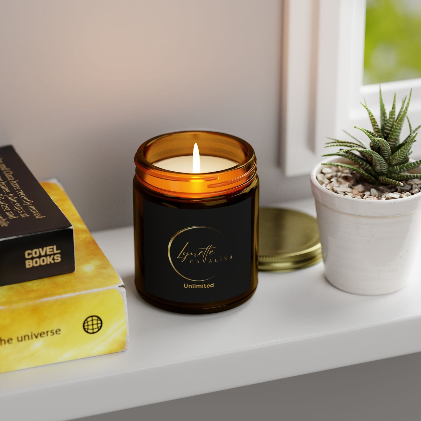 Lynette Cavalier's Scented Candles, Coconut Apricot Wax (4oz, 9oz), 20 Hours of Burn Time, Hand Poured Coconut Apricot Wax