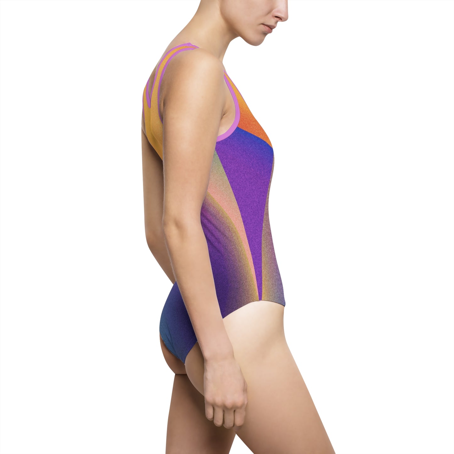 Vibrant Gradient Women's One-Piece Swimsuit - Perfect for Summer Pools and Beach Days, One of a Kind Gradient Print Bathing Suit