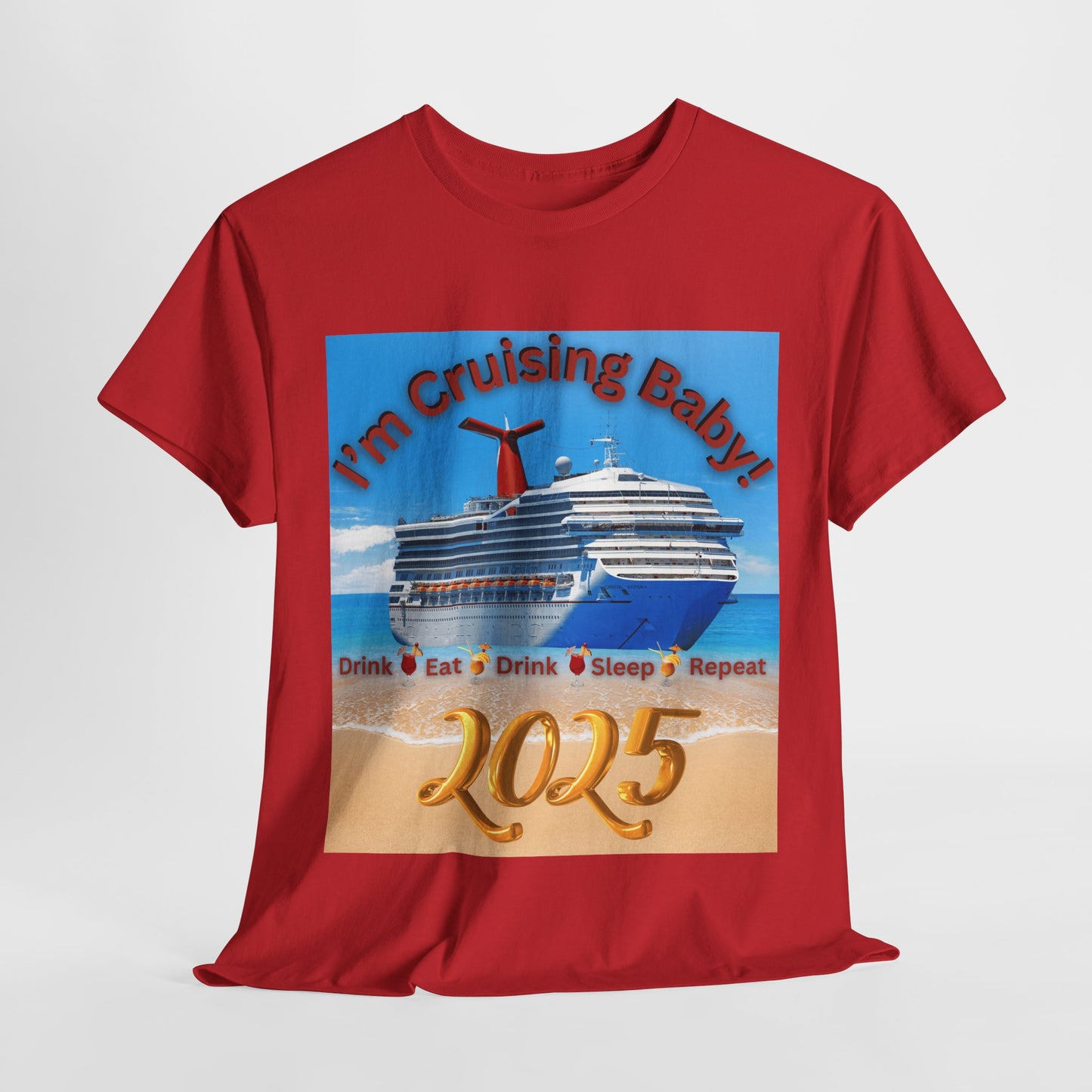 "I'm Cruising 2025" Unisex Heavy Cotton Tee, Cruise T-Shirts 2025, Unisex Cruise T-Shirts 2025, Bon Voyage Cruise Shirts