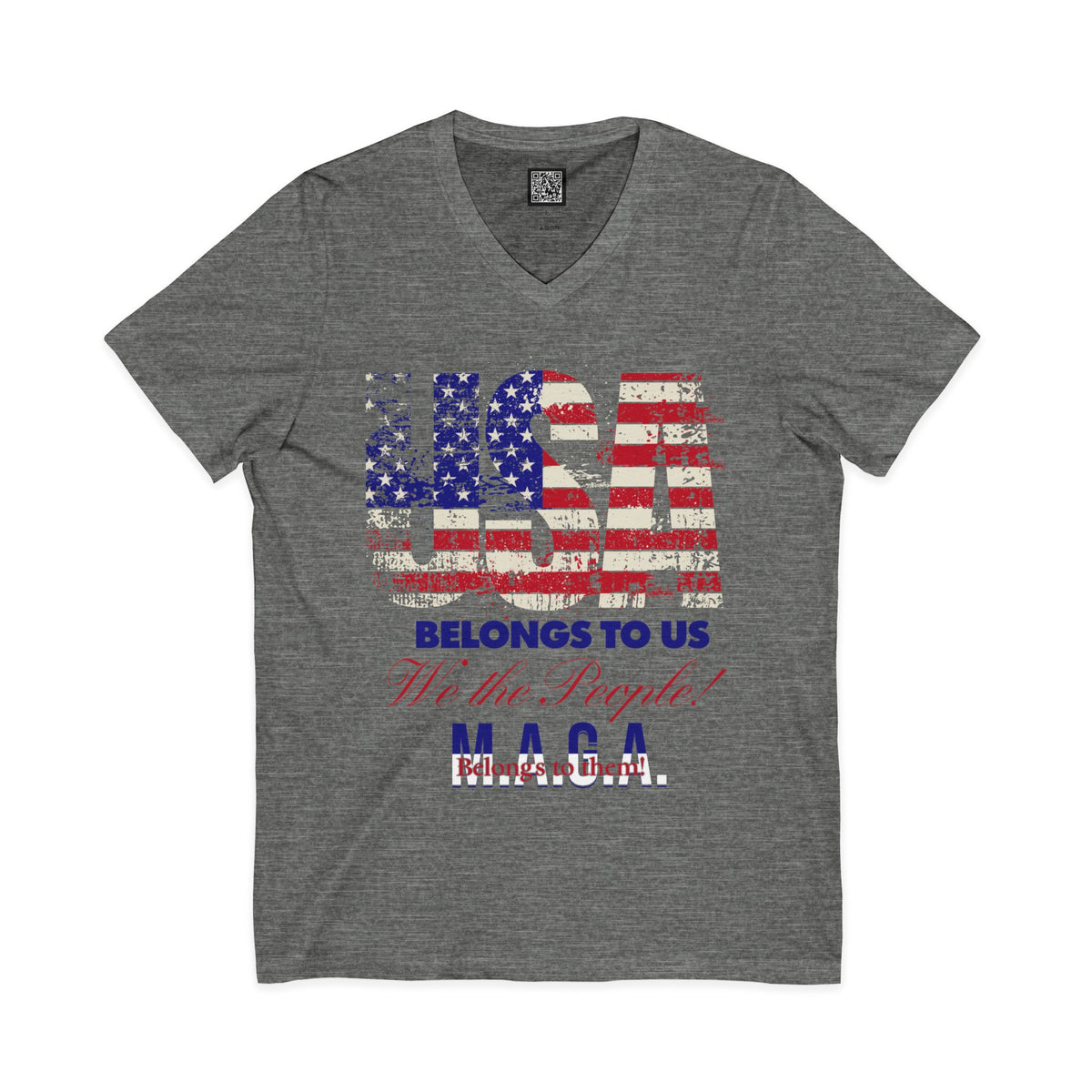 No Kings Protest V-Neck Tee – USA Belongs to We the People, Hands Off Shirt, Fight Oligarchy, Anti-MAGA Tee, S–2XL