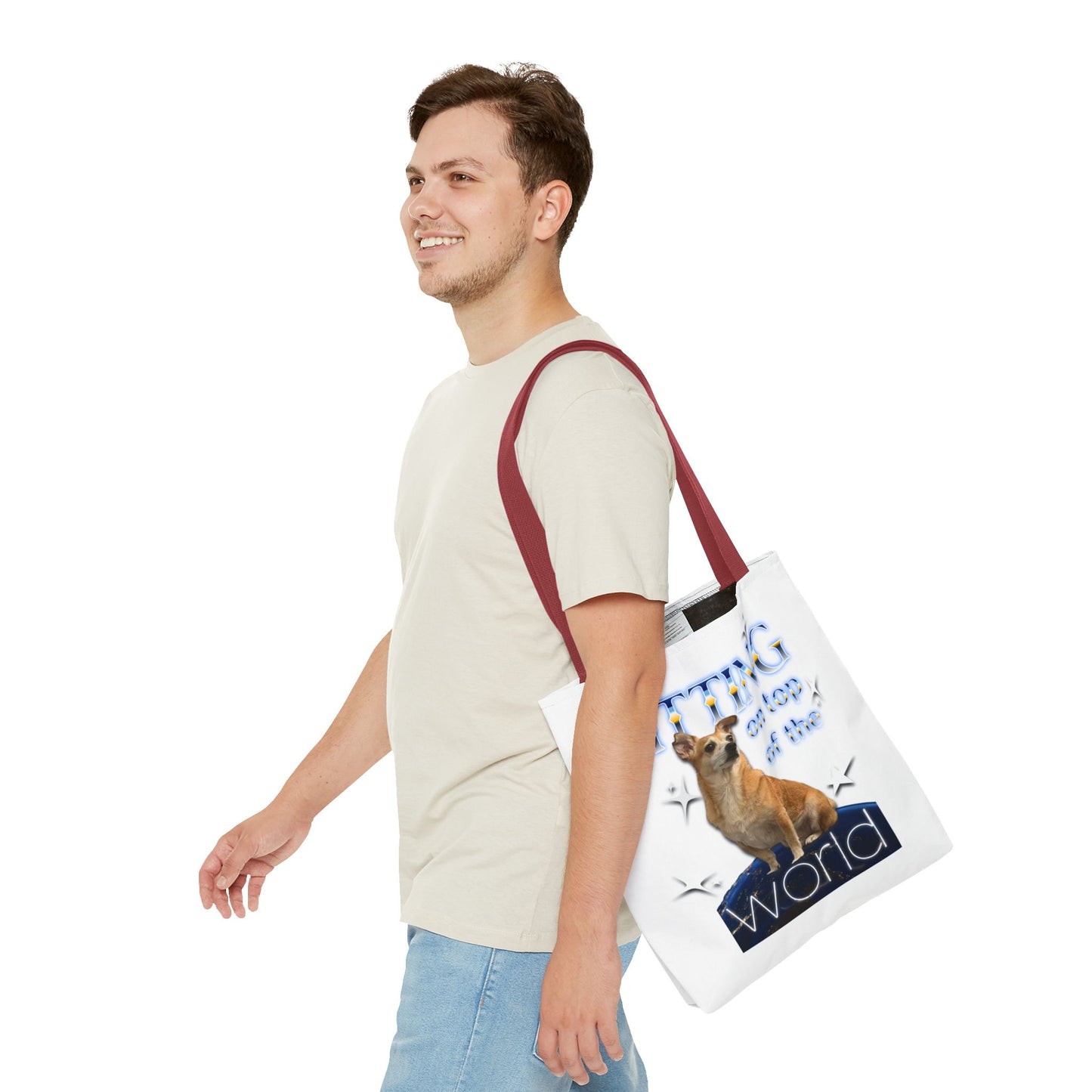 Personalized Tote Bag — "Sitting on Top of the World" Corgi Tote