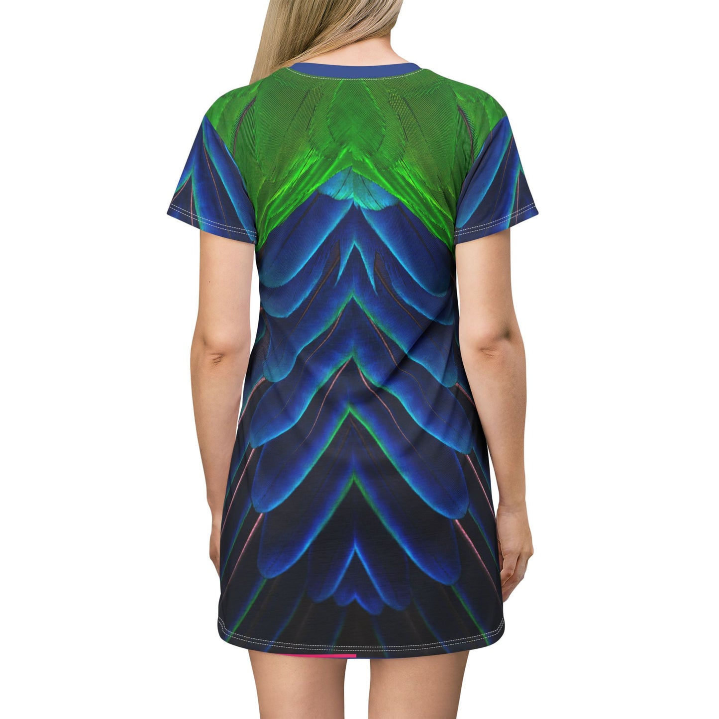 Vibrant Peacock Nature-Inspired T-Shirt Dress for Summer Adventures, Peacock Lovers Dress for Women, Cute Summer Dress