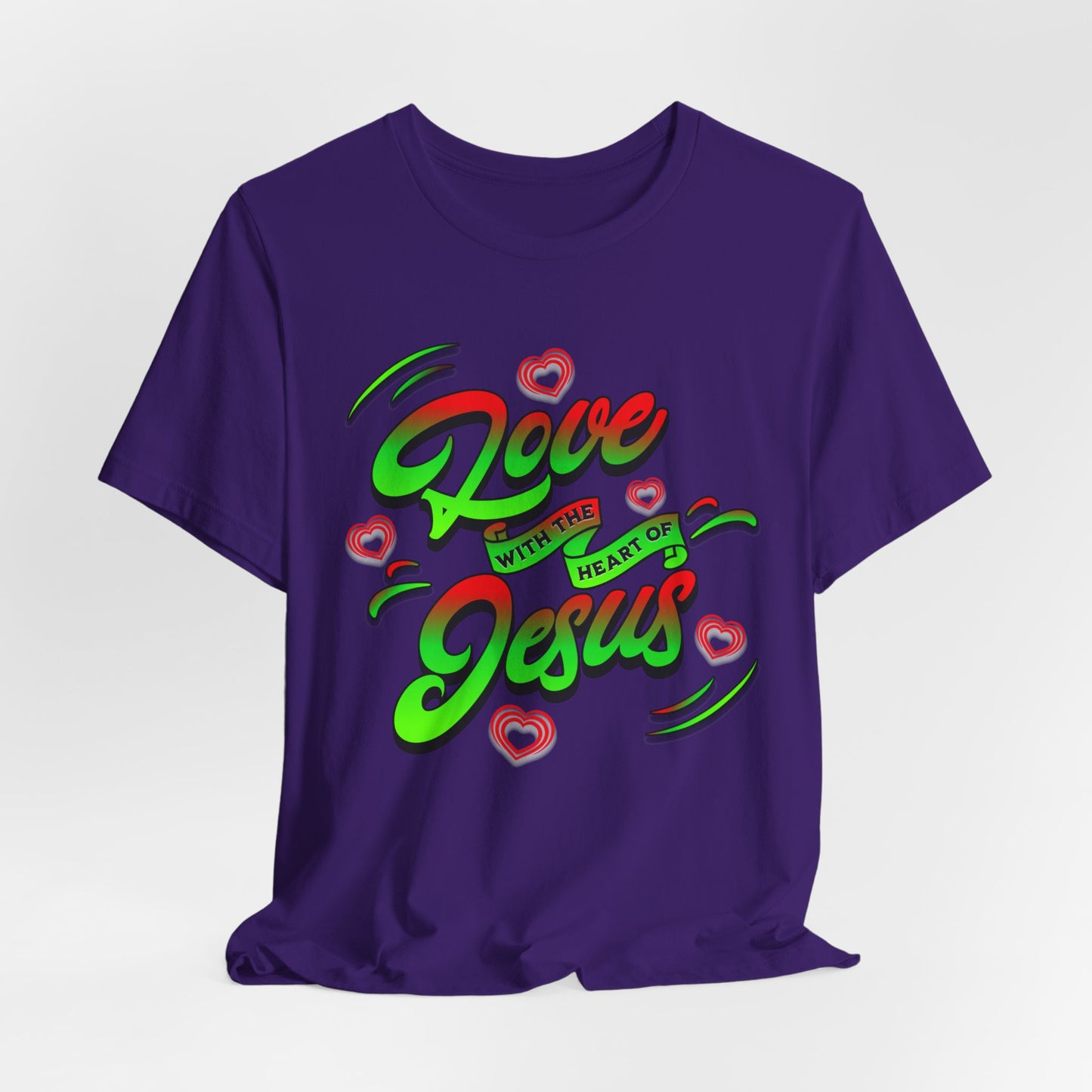 Love with the Heart of Jesus, Unisex Religious T-Shirts, Christian Apparel Gift, Love Thy Neighbor Shirts, Gift for a Religious Person, Christian Merchandise