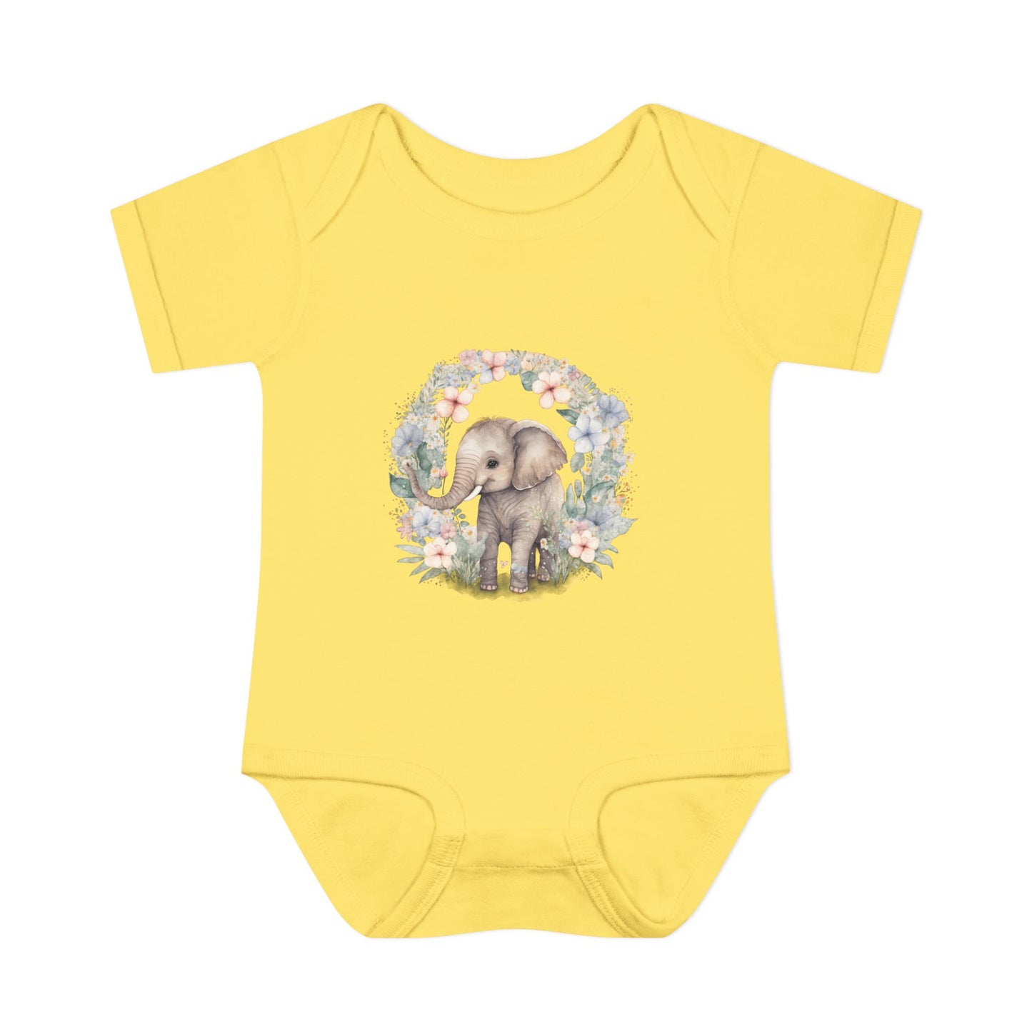 Elephant Baby Bodysuit, Cute Infant Outfit, Baby Shower Gift, Gender Neutral, Woodland Theme, Floral Design, Newborn Clothing