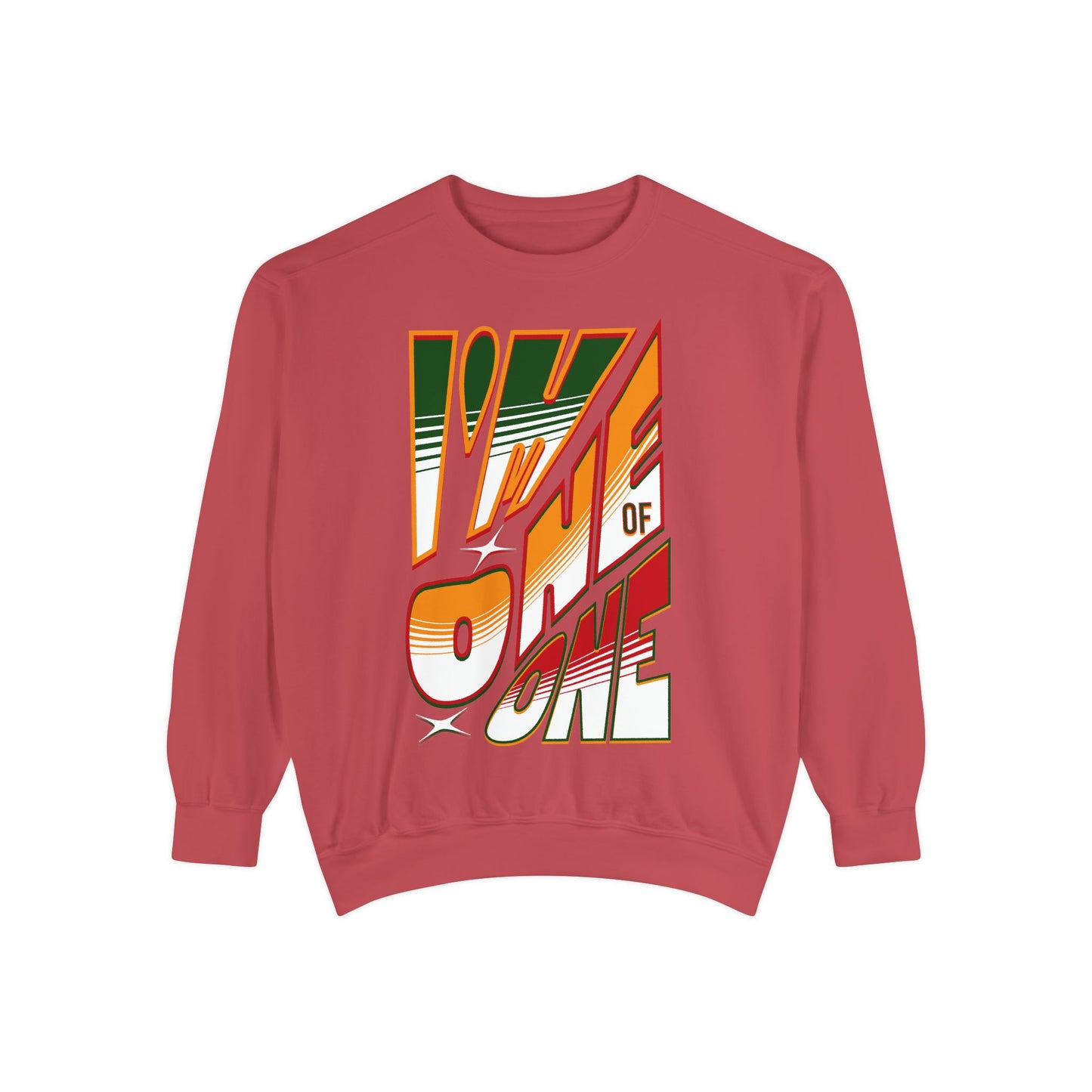 Vibrant One of One Sweatshirt, Juneteenth Garment-Dyed Sweatshirt, Red, Yellow, Green Sweatshirt, Trendy Afrocentric Color Shirt