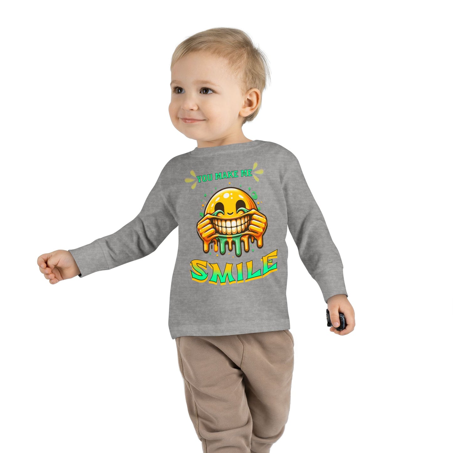 You Make Me Smile Toddler Long Sleeve Tee, Cute Kids T-Shirt, Joyful Nursery Clothing, Gift for Toddlers, Fall Fashion T-Shirts