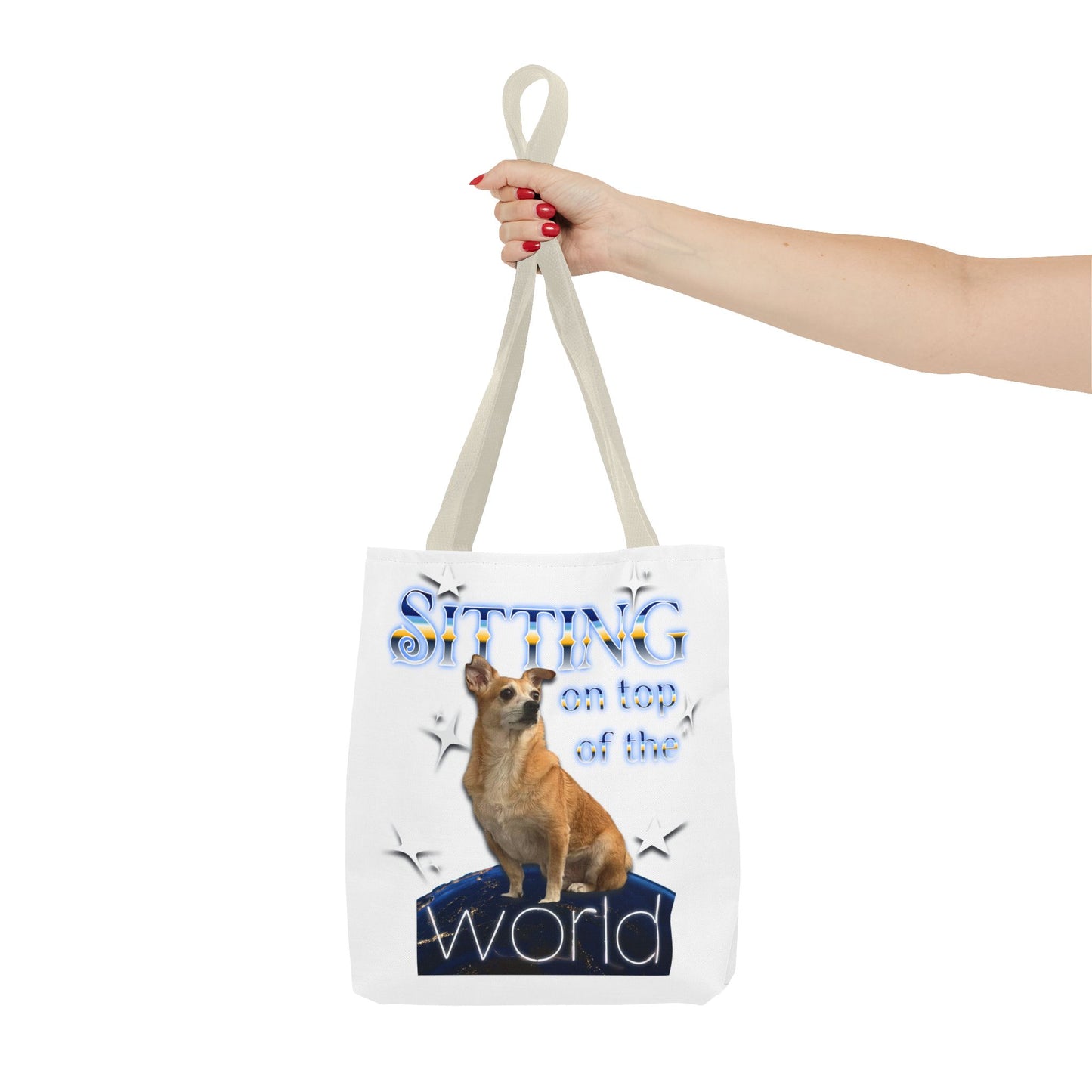 Personalized Tote Bag — "Sitting on Top of the World" Corgi Tote