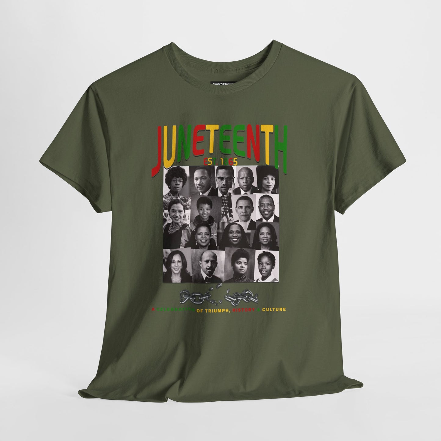 Juneteenth Celebration T-Shirt – "Let Freedom Ring" Colorful Chain Design (Est. 1865)