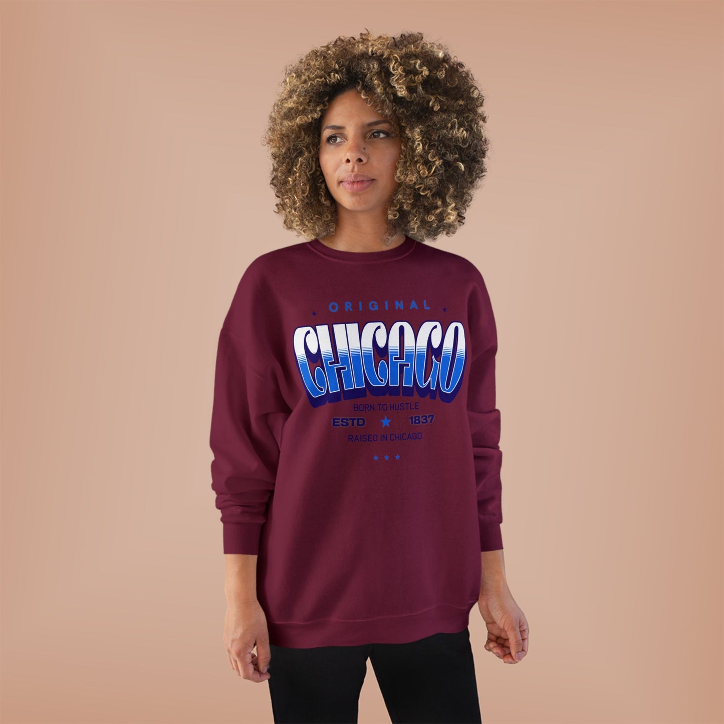Chicago Hustle EcoSmart Crewneck Sweatshirt, Unisex Sweatshirt, Gift for Chicago Lovers, Trendy Streetwear, Casual Wear, Cozy Sweatshirt