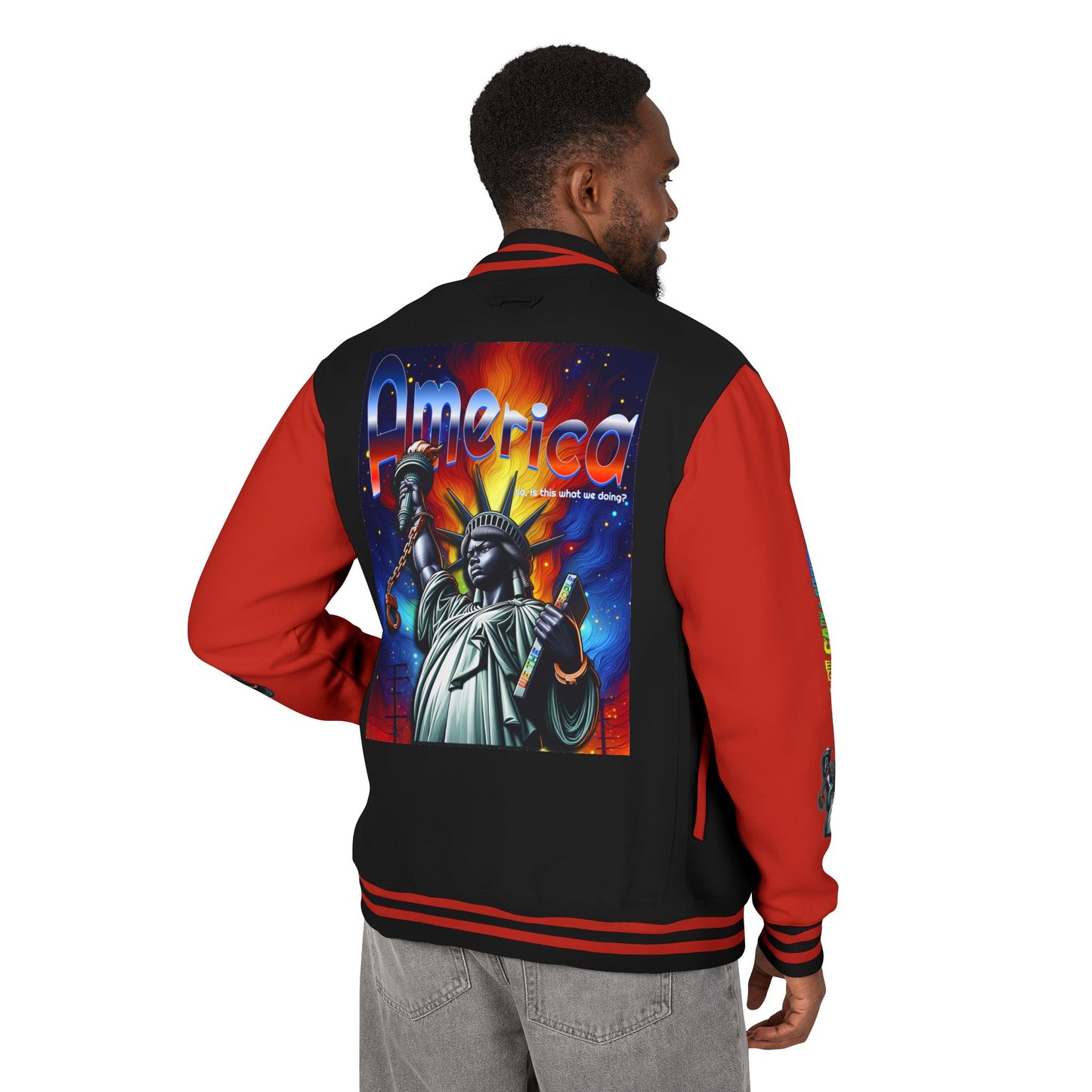 Letterman Jacket — 'America' Statue of Liberty Retro Graphic