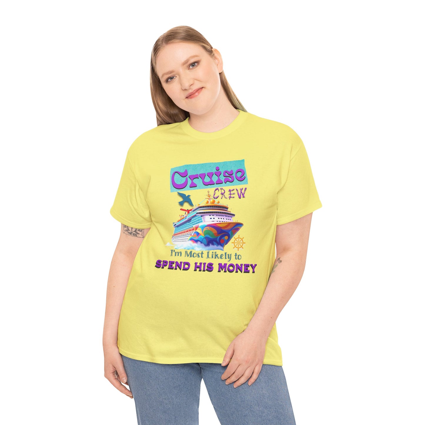 Funny Cruise Crew Tee, Vacation T-Shirt, Gift for Cruise Lovers, Vacation Humor Apparel, Travel Enthusiast Shirt, Spend His Money Tee