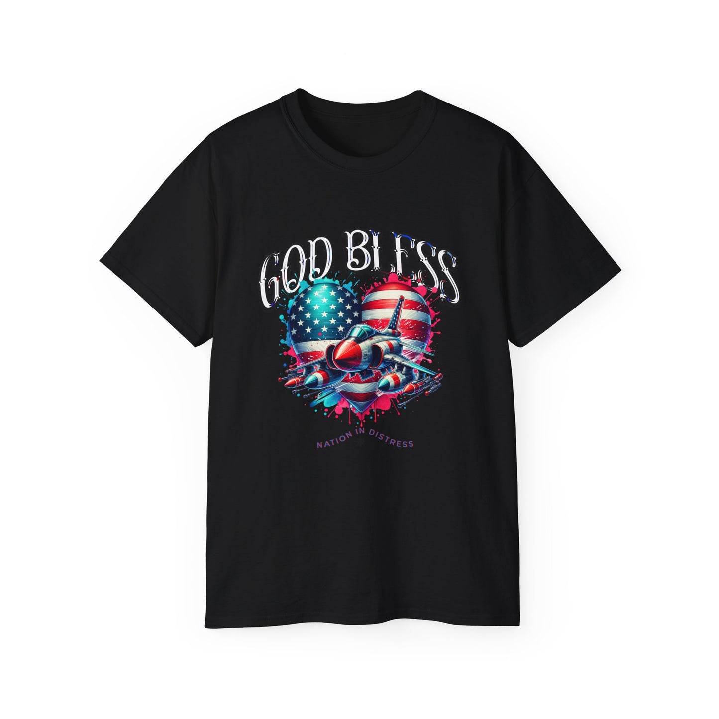 God Bless America Unisex Ultra Cotton T-Shirts, Nation in Distress Shirt, Fight for Democracy T-Shirt, God Bless the USA Tees