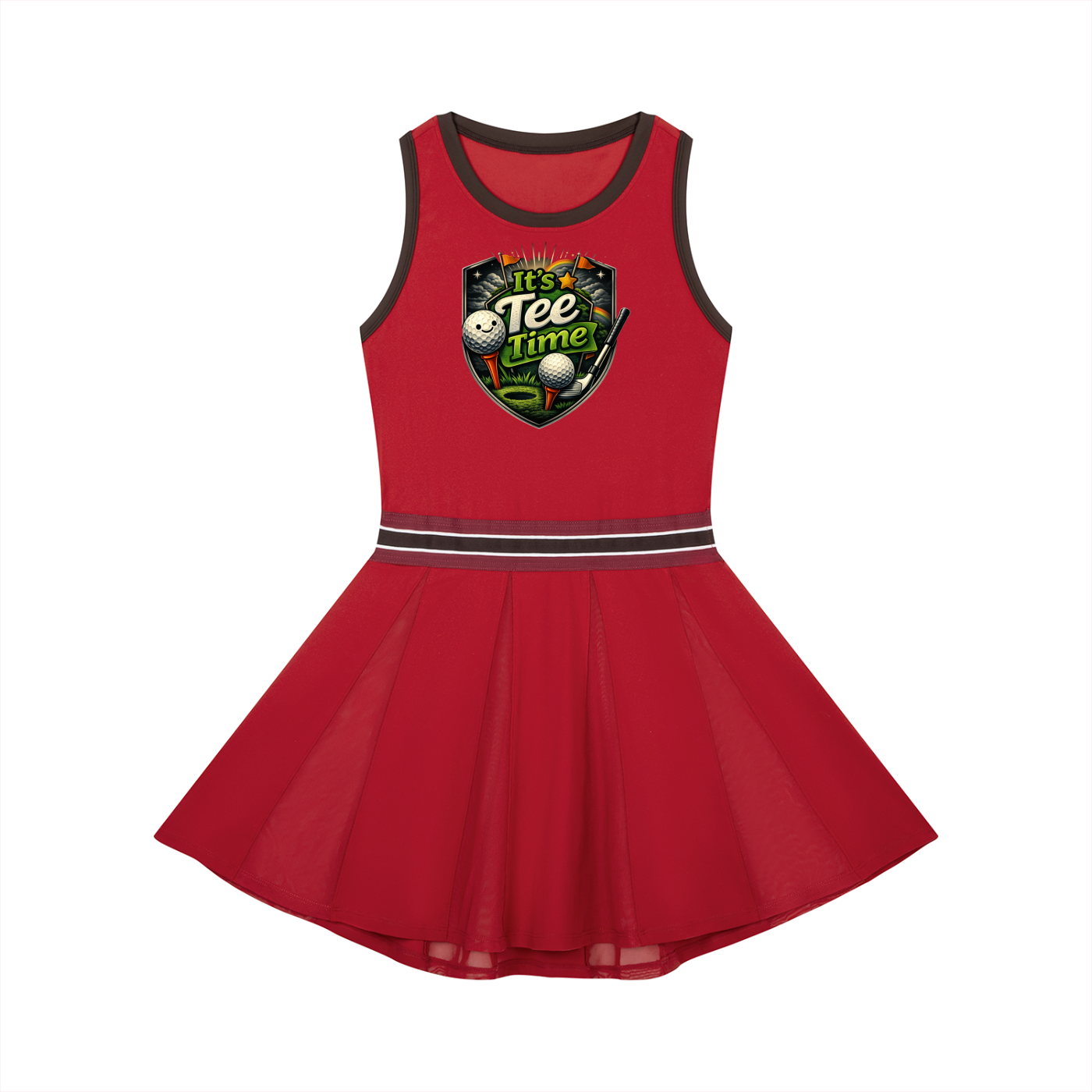 "It's Tee Time" Women's Color Block A-Line Sleeveless Golf Dress