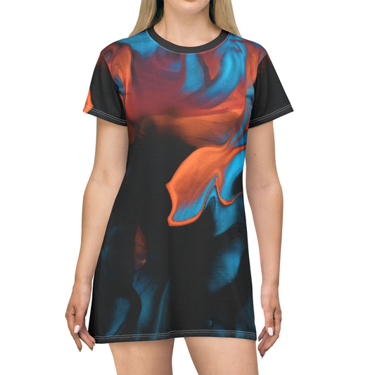 Vibrant Marble T-Shirt Dress for Casual Style, Cute Summer T-Shirt Dress for Women and Teens, Matching Bikini Sold Separately