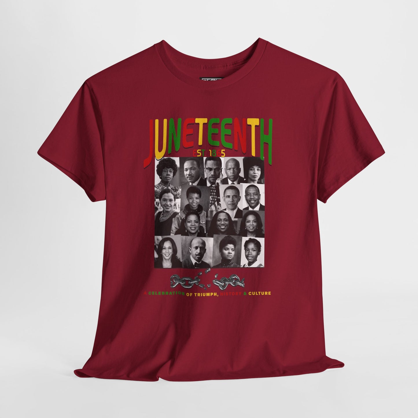 Juneteenth Celebration T-Shirt – "Let Freedom Ring" Colorful Chain Design (Est. 1865)