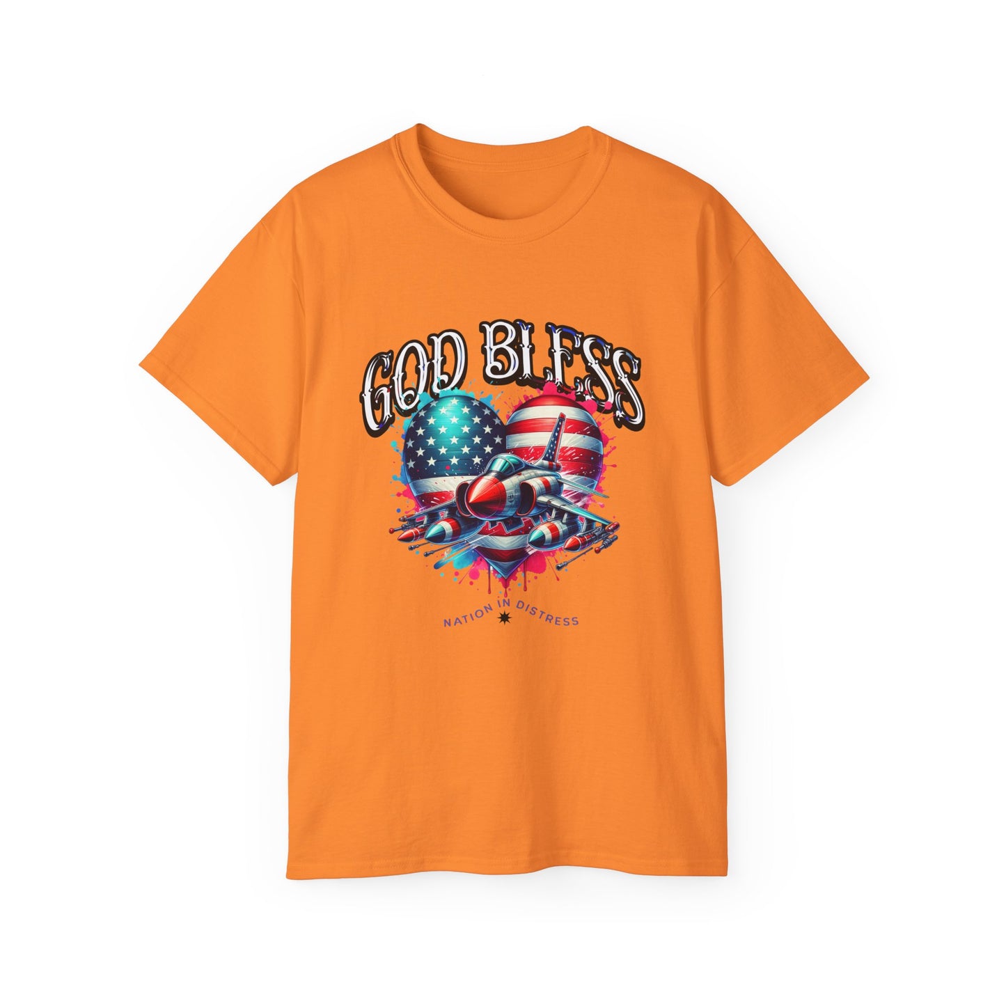 God Bless America Unisex Ultra Cotton T-Shirts, Nation in Distress Shirt, Fight for Democracy T-Shirt, God Bless the USA Tees