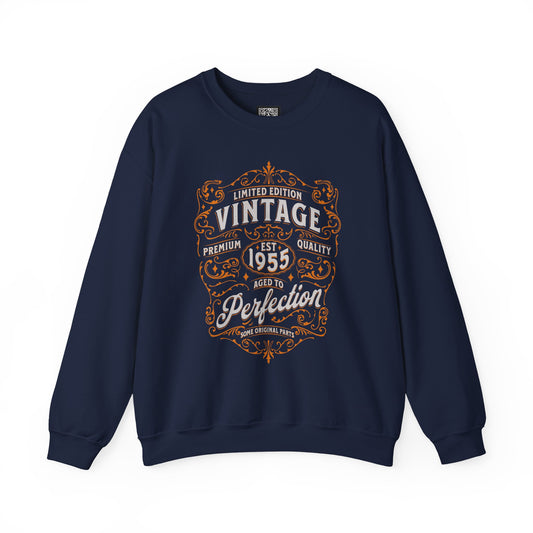 Personalized Vintage Perfection Crewneck Sweatshirt – Retro Graphic Pullover Shirt