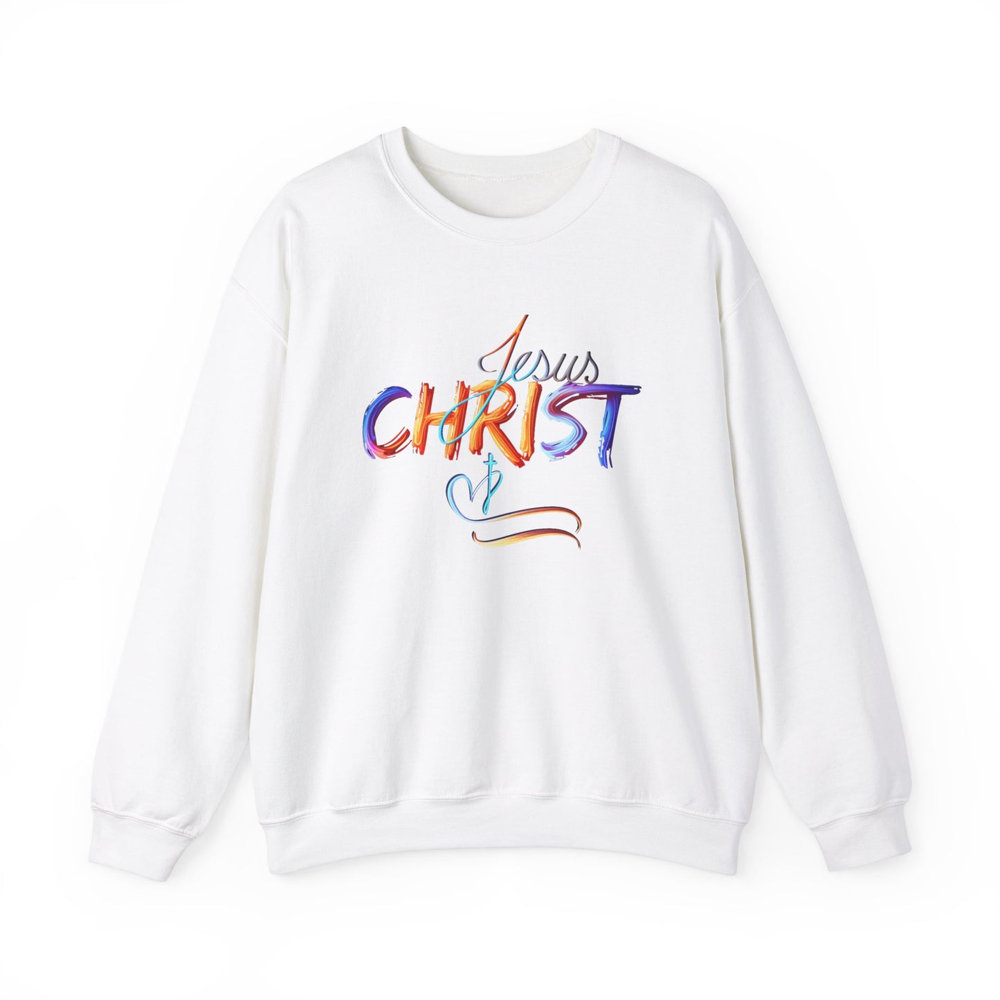 Jesus Christ – Faith & Light Crewneck Sweatshirt, Christian Apparel, Bold Christian Graphics, Christian Gifts, Faith-Based Art, Gospel Merchandise