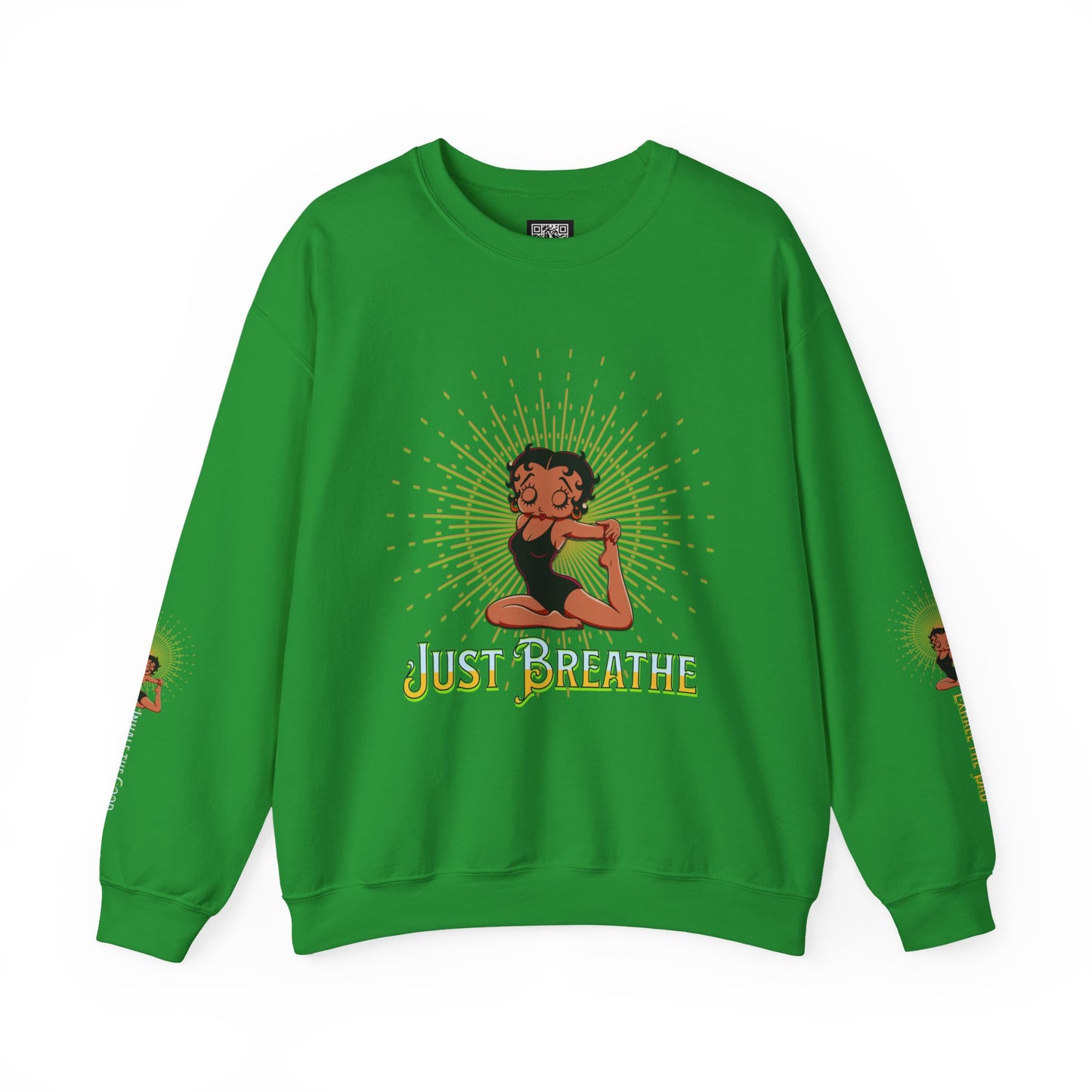 Just Breathe Crewneck Yoga Inspired Sweatshirt, Betty Boop Yoga Sweatshirt, Betty Boop Activewear Shirt,