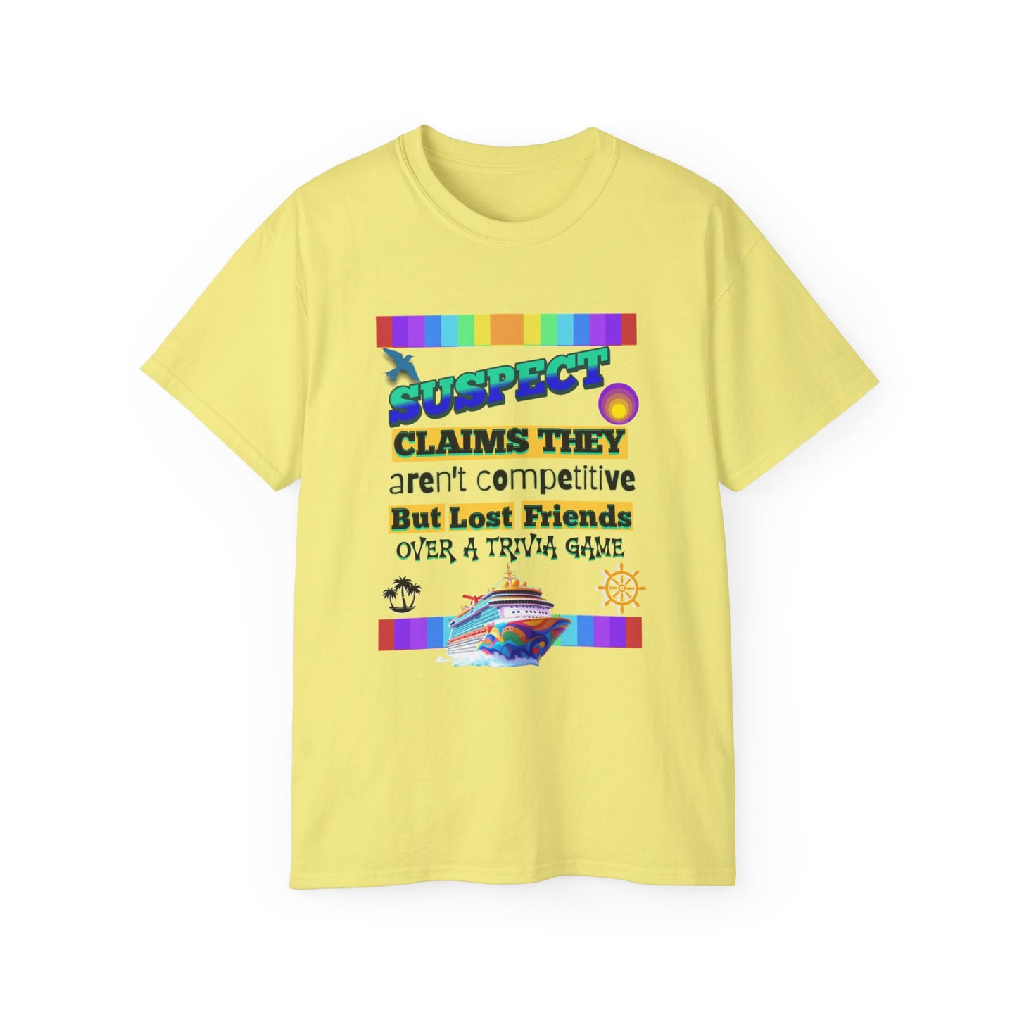 Competitive Spirit Cruise Crew Unisex Tee - Fun Trivia Game Shirt, Gift for Friends, Casual Wear, Family Game Night, Unique Graphic Tee
