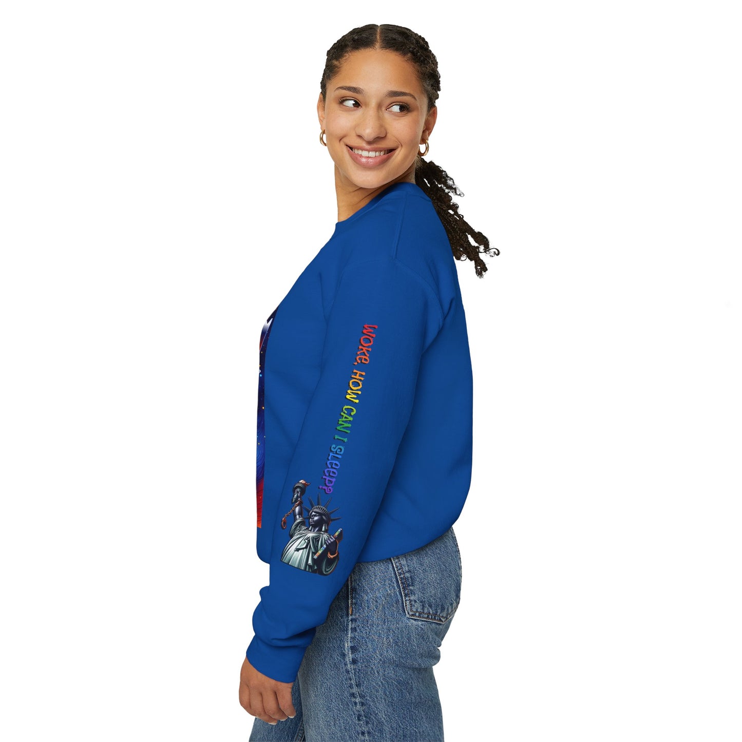 America Graphic Crewneck Sweatshirt - Juneteenth Unisex Heavy Blend™ - Casual Activist Fashion, No Kings Protest Shirt, Hands Off Protest Tee