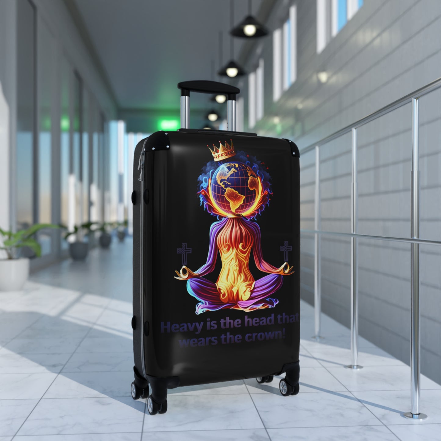 "Heavy is the Head" Travel Suitcase, Women Custom Suitcase, Inspirational Suitcase for Women, Colorful Suitcase for Women