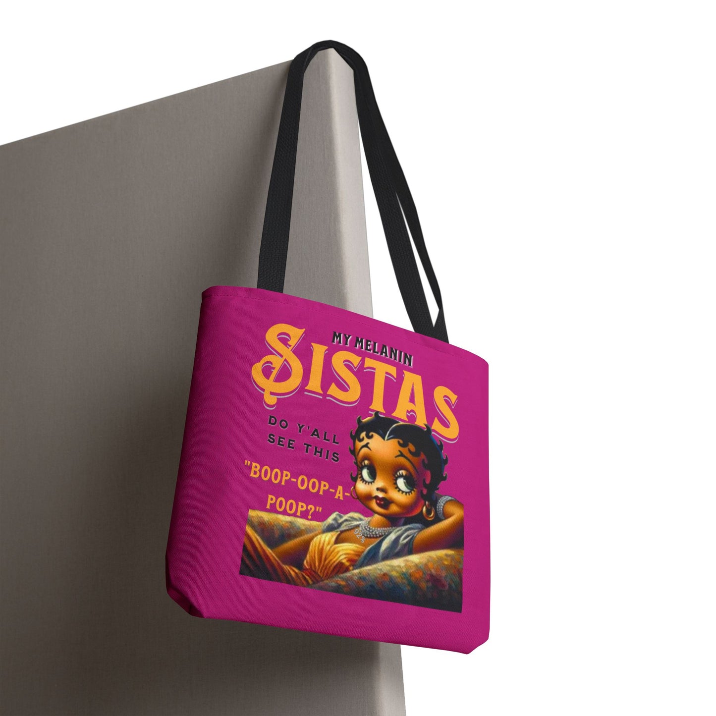 Black Betty Boop Tote Bag, 92 Percent Women Tote Bag, Cute Betty Boop Gift, Pink Betty Boop Tote Bag, Humorous Betty Boop Bag
