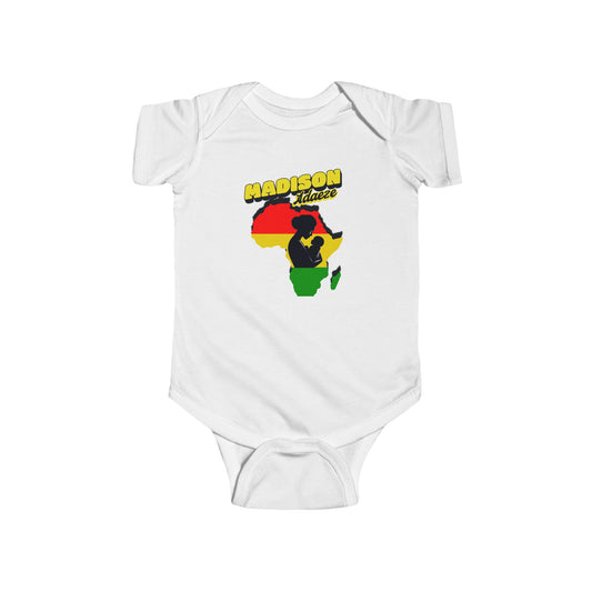 Madison African Pride Infant Bodysuit, Cute Onesie for Celebrating Heritage, Personalized Pan African Onesie, Mother Africa's Embrace