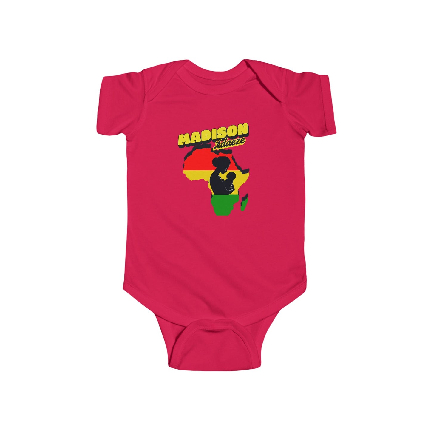 Madison African Pride Infant Bodysuit, Cute Onesie for Celebrating Heritage, Personalized Pan African Onesie, Mother Africa's Embrace