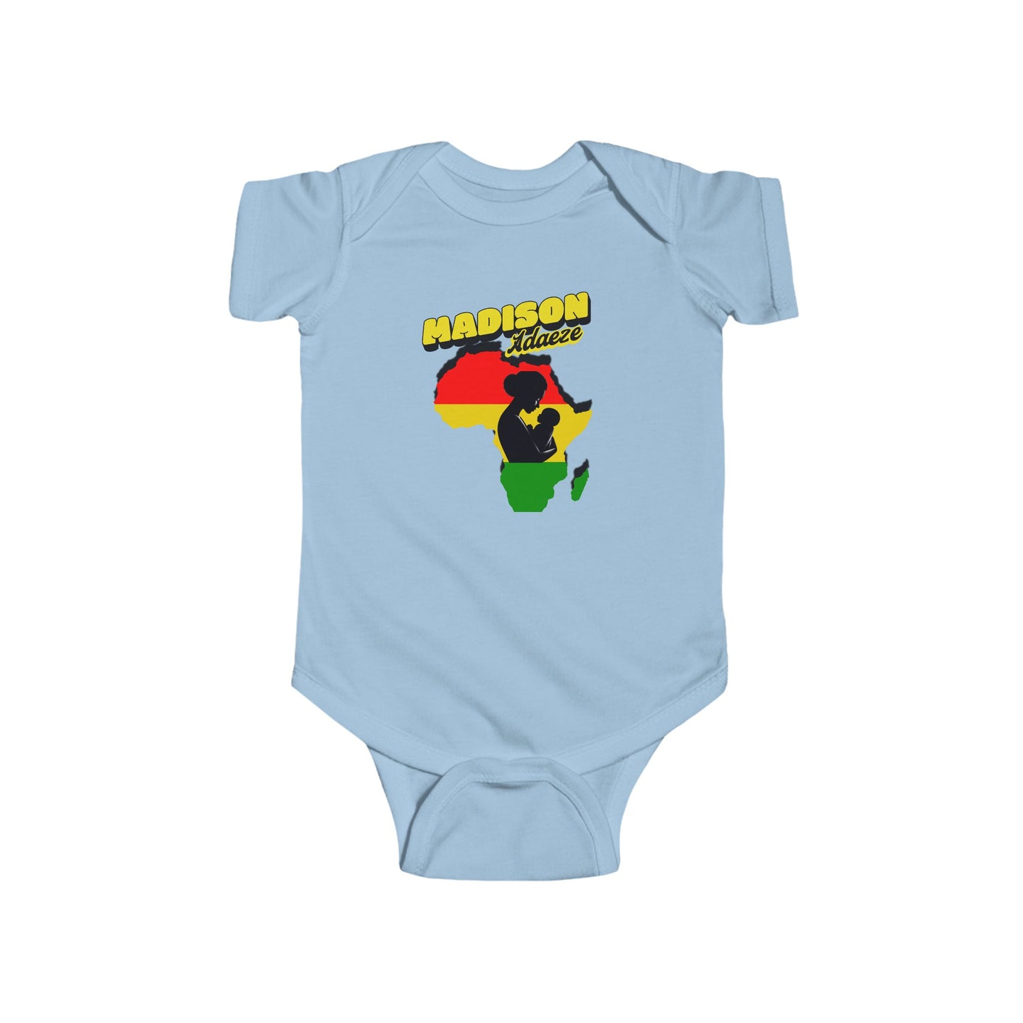 Madison African Pride Infant Bodysuit, Cute Onesie for Celebrating Heritage, Personalized Pan African Onesie, Mother Africa's Embrace