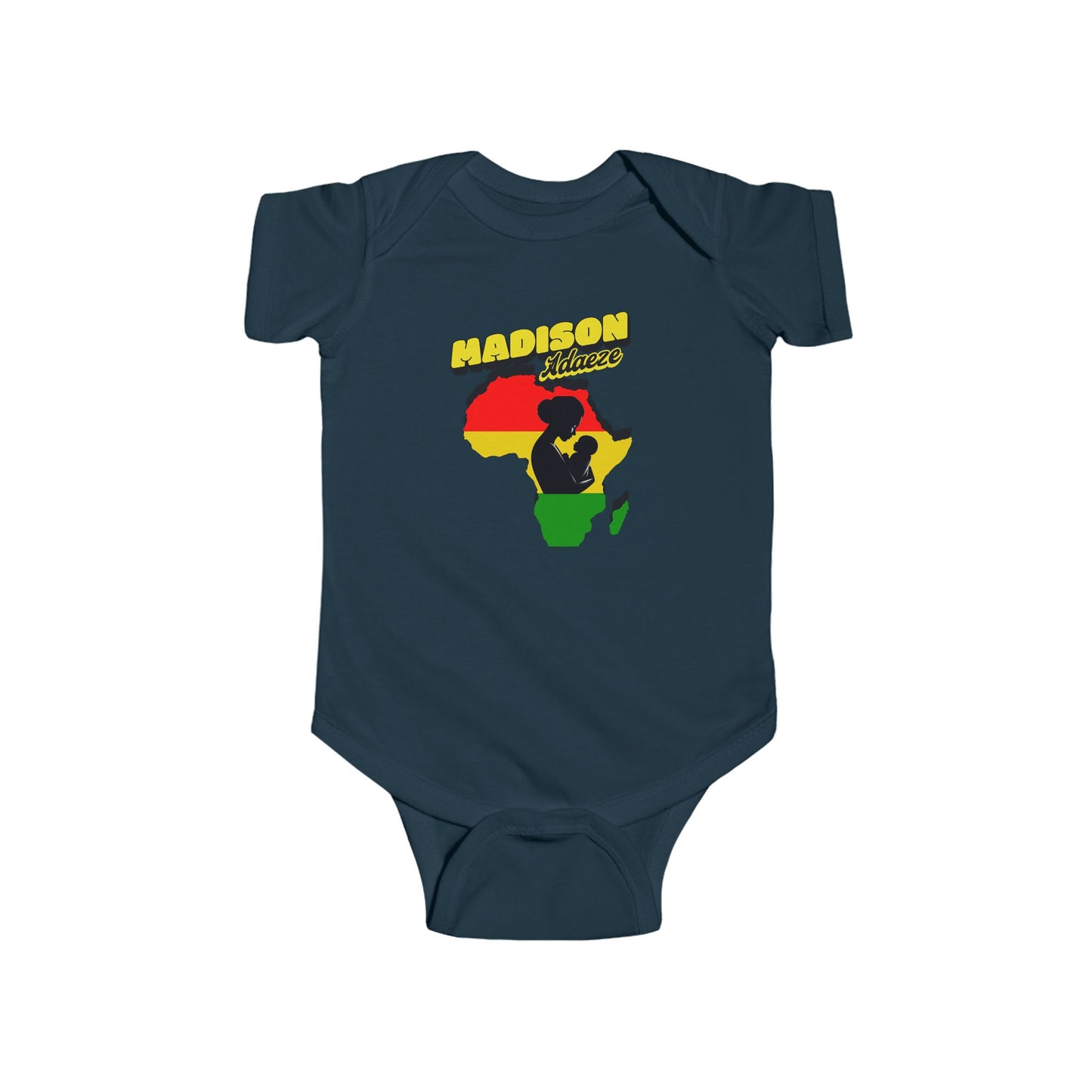Madison African Pride Infant Bodysuit, Cute Onesie for Celebrating Heritage, Personalized Pan African Onesie, Mother Africa's Embrace