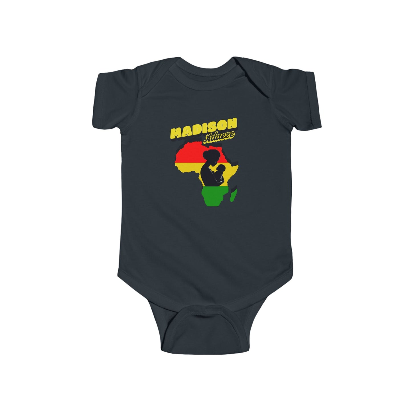 Madison African Pride Infant Bodysuit, Cute Onesie for Celebrating Heritage, Personalized Pan African Onesie, Mother Africa's Embrace