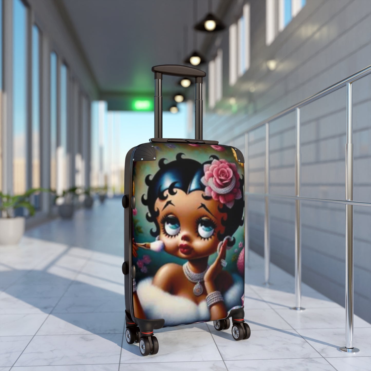 Vintage Style Suitcase with Betty Boop Design, Travel Luggage, Retro Carry-On, Gift for a Stylish Traveler, Unique Jetsetter Suitcase