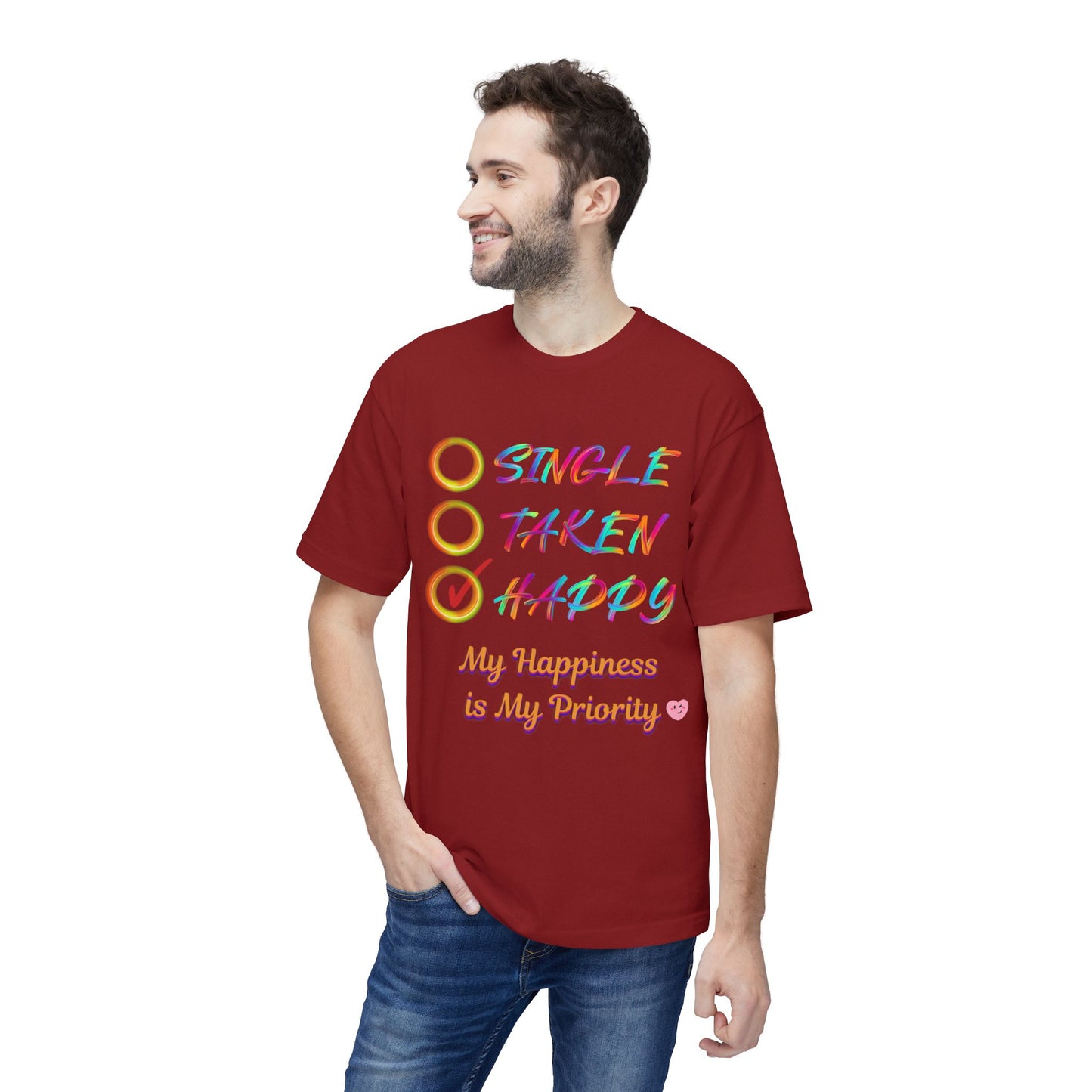 My Happiness is My Priority, Unisex Midweight T-shirt, Valentine to Myself T-Shirt, Valentine T-Shirt, Self-Love T-Shirts, Taken, Single Happy
