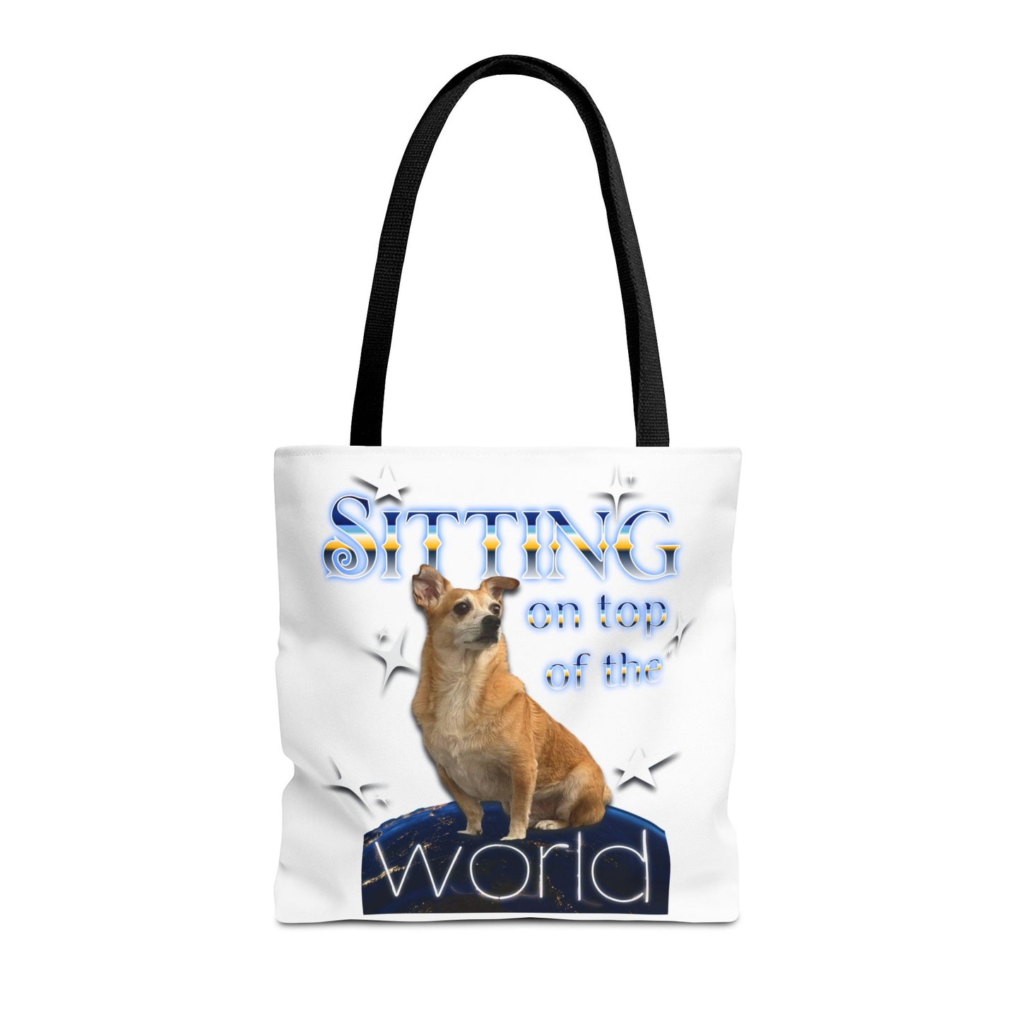 Personalized Tote Bag — "Sitting on Top of the World" Corgi Tote