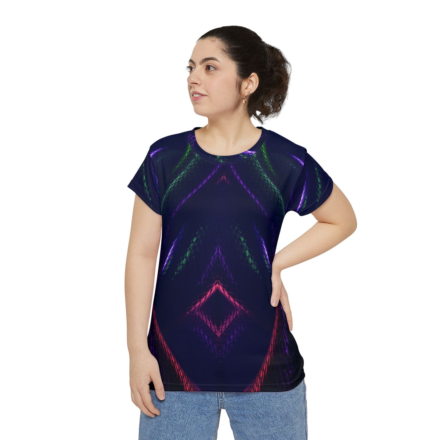 Women's Short Sleeve Snakeskin Print Shirt