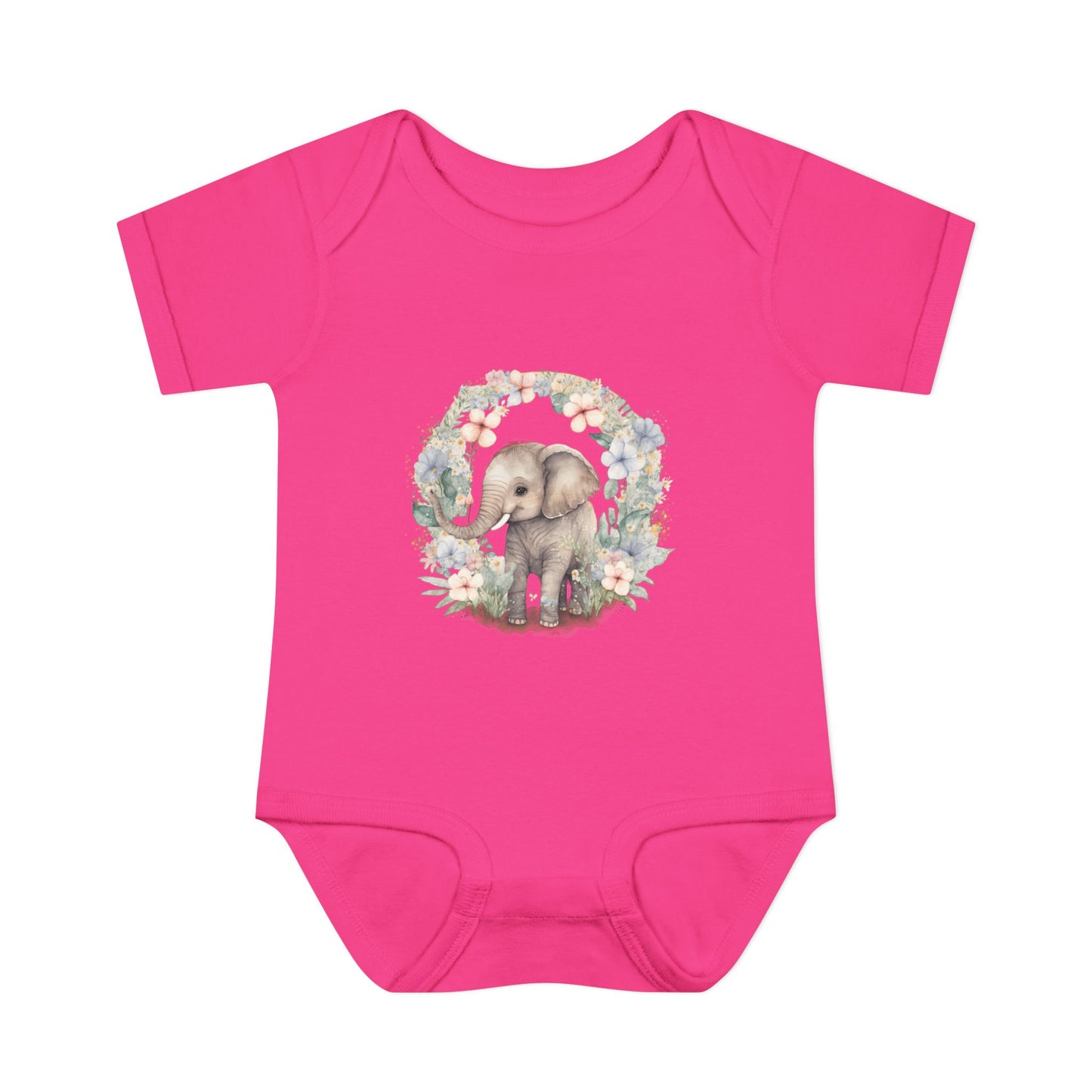 Elephant Baby Bodysuit, Cute Infant Outfit, Baby Shower Gift, Gender Neutral, Woodland Theme, Floral Design, Newborn Clothing