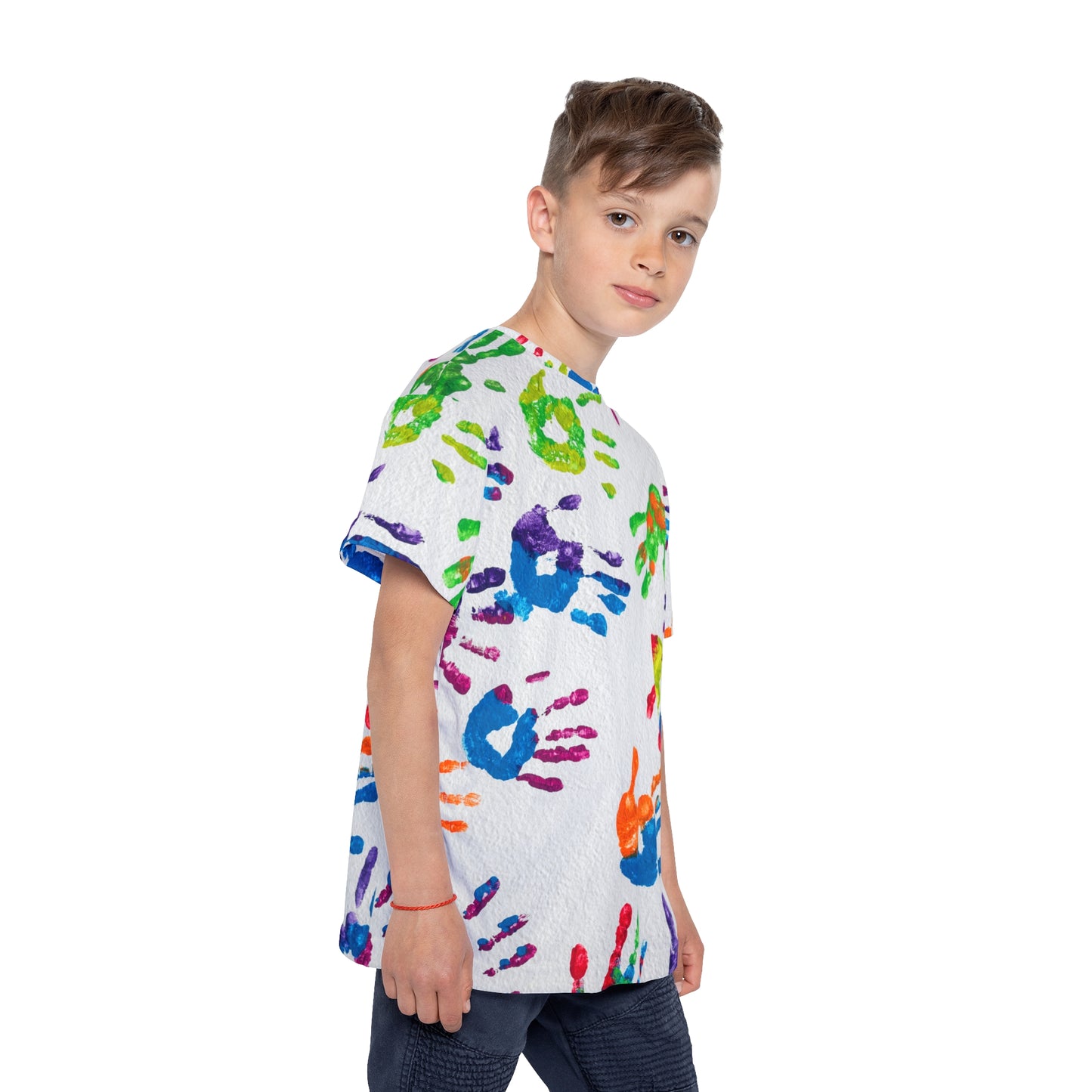 Kids Finger Paint Print Sports Jersey, Unique Colorful Shirt for Boys and Girls, Fingerpaint Children's Shirts,