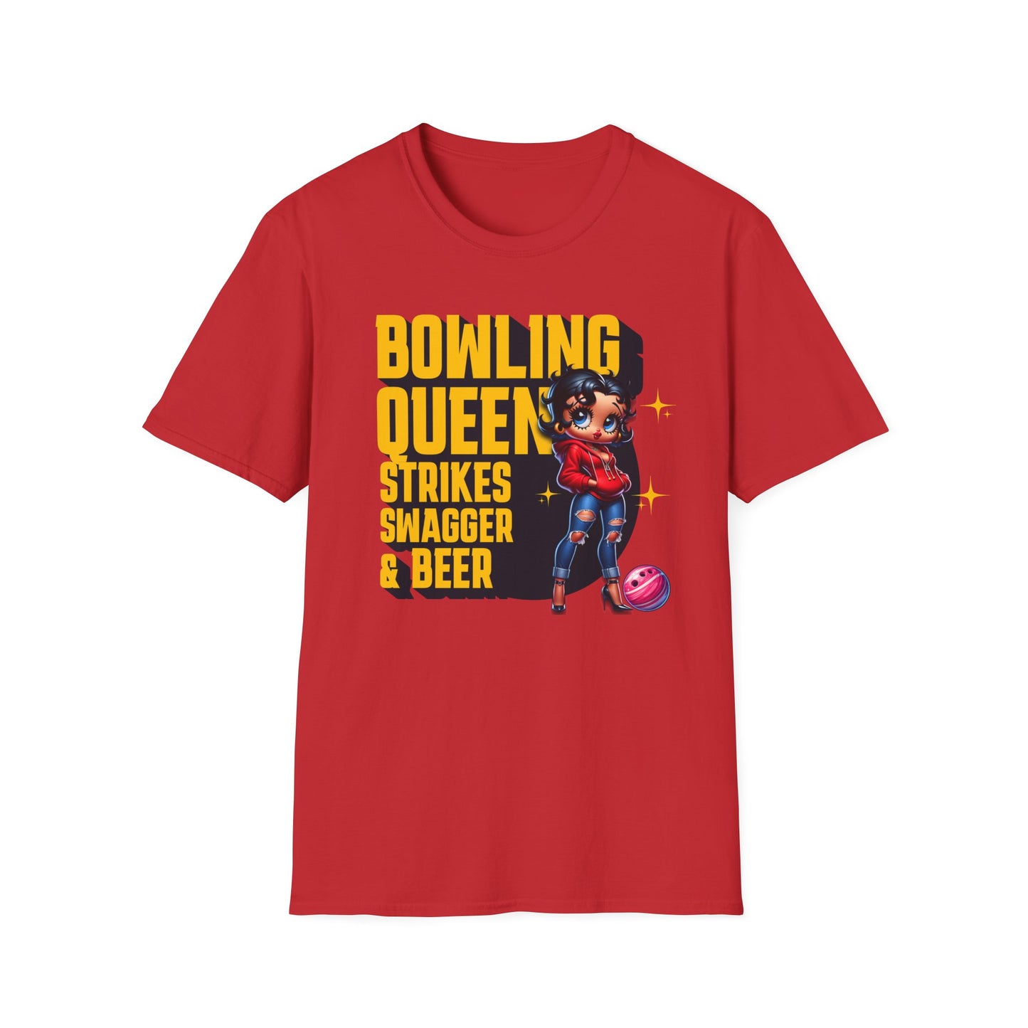 Betty Boop the Bowling Queen T-Shirt, Cute Betty Boop Shirt, Perfect Gift for a Bowler, Strikes Swagger & Beer