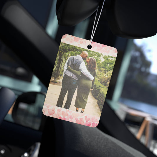 Personalized Car Air Freshener, Three Scents: Pine, New Car and Black Ice, Choose Photo and Background Colors