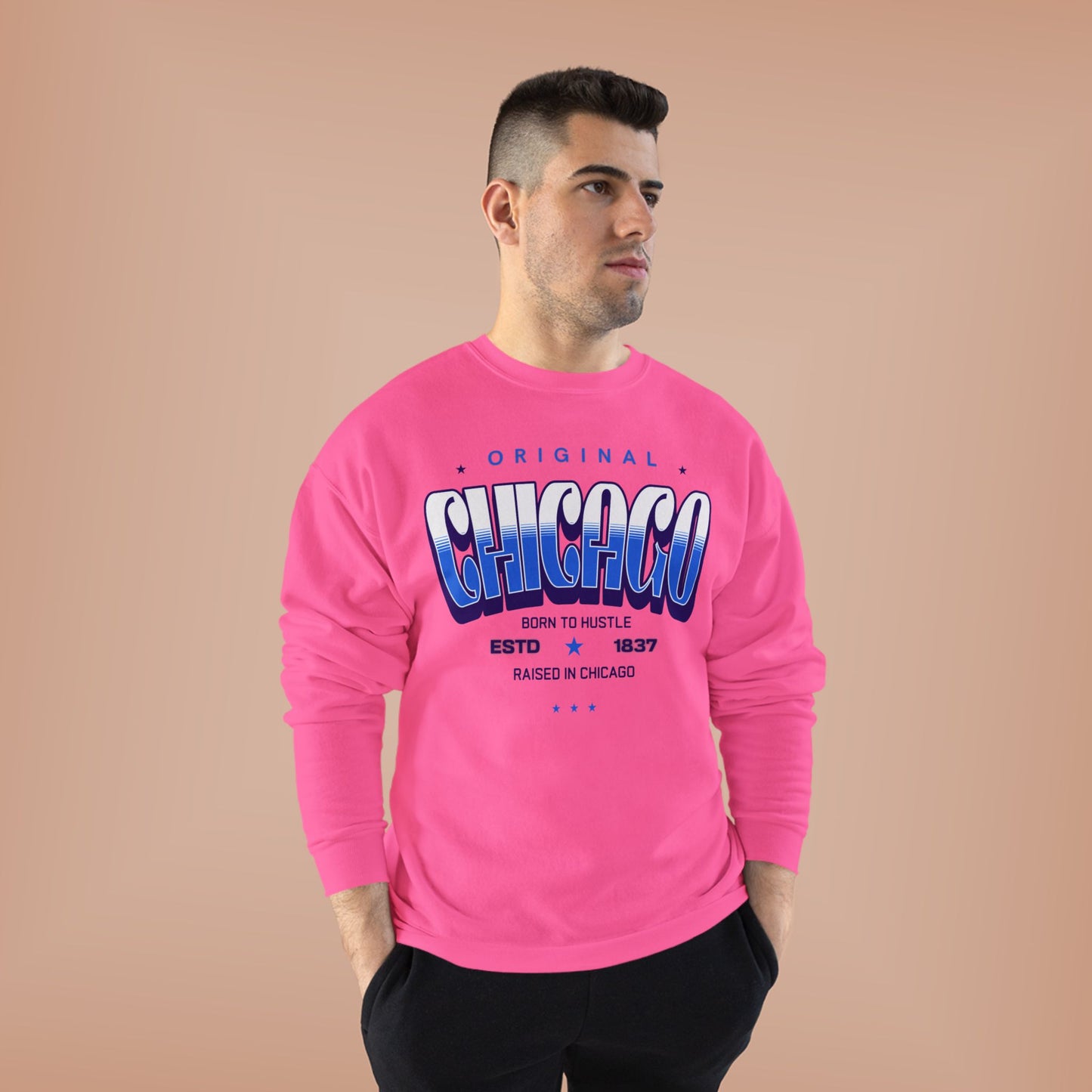 Chicago Hustle EcoSmart Crewneck Sweatshirt, Unisex Sweatshirt, Gift for Chicago Lovers, Trendy Streetwear, Casual Wear, Cozy Sweatshirt
