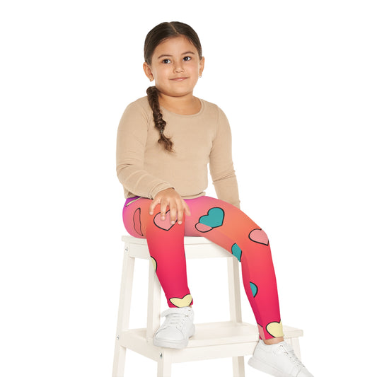 Colorful Heart Kids Leggings, Stylish & Fun Leggings for Active Play, Cute Girls Heart Print Leggings,