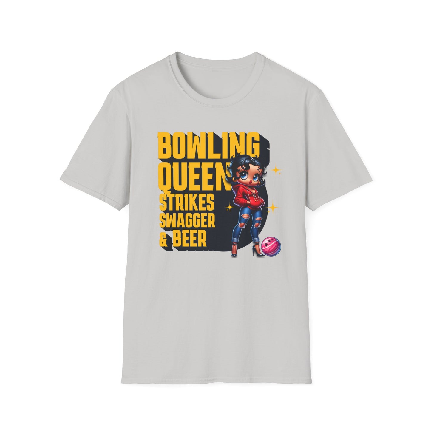 Betty Boop the Bowling Queen T-Shirt, Cute Betty Boop Shirt, Perfect Gift for a Bowler, Strikes Swagger & Beer