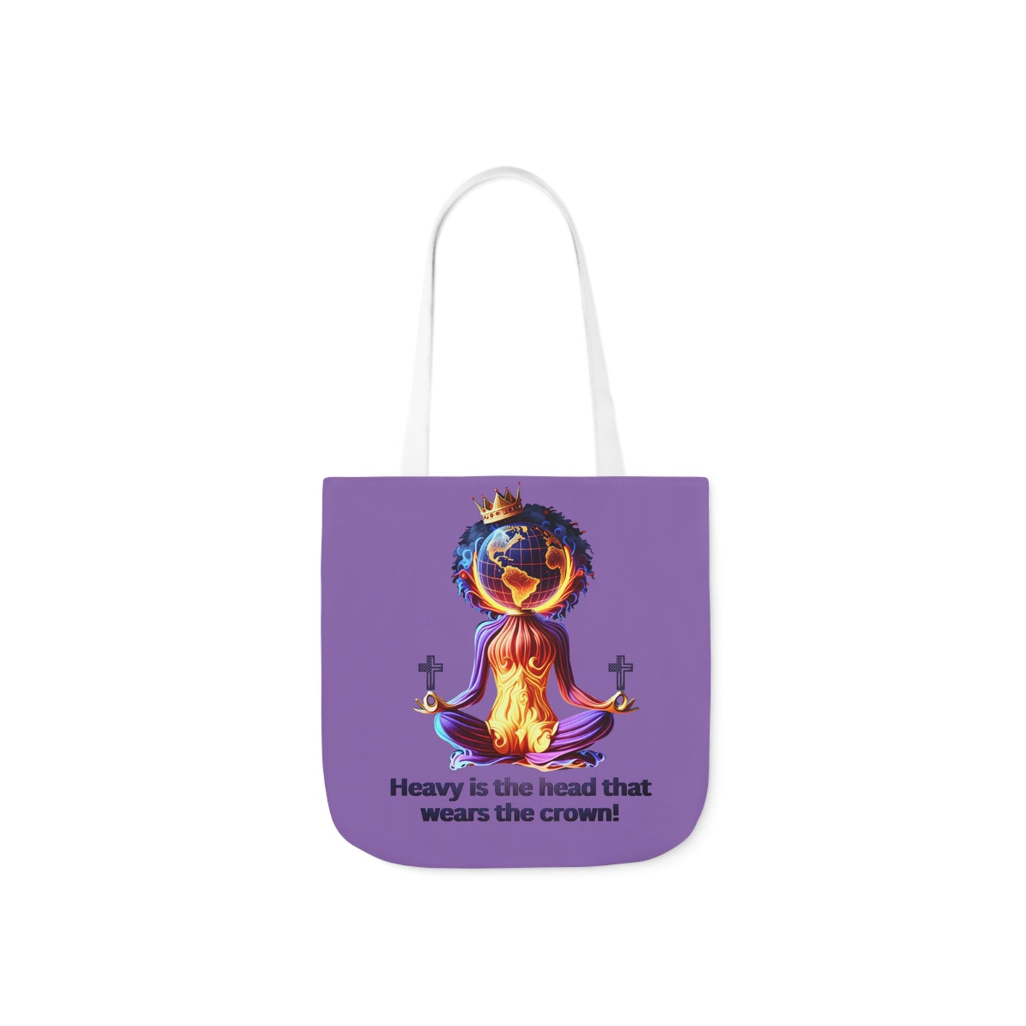 "Heavy is the Head" Canvas Tote Bag, 5-Color Straps, Purple Tote Bag for Women, Purple Inspirational Tote Bag for Women, Tote Bag Gift for Women