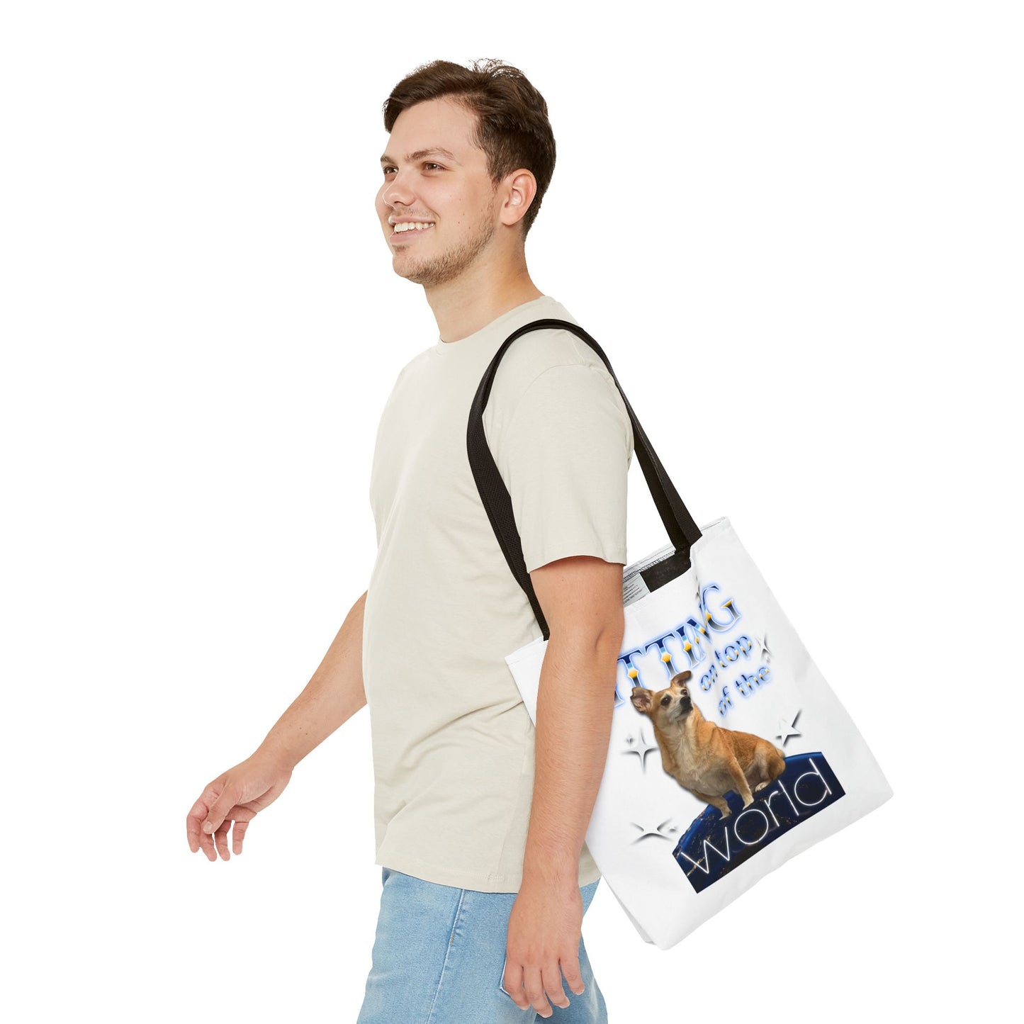Personalized Tote Bag — "Sitting on Top of the World" Corgi Tote