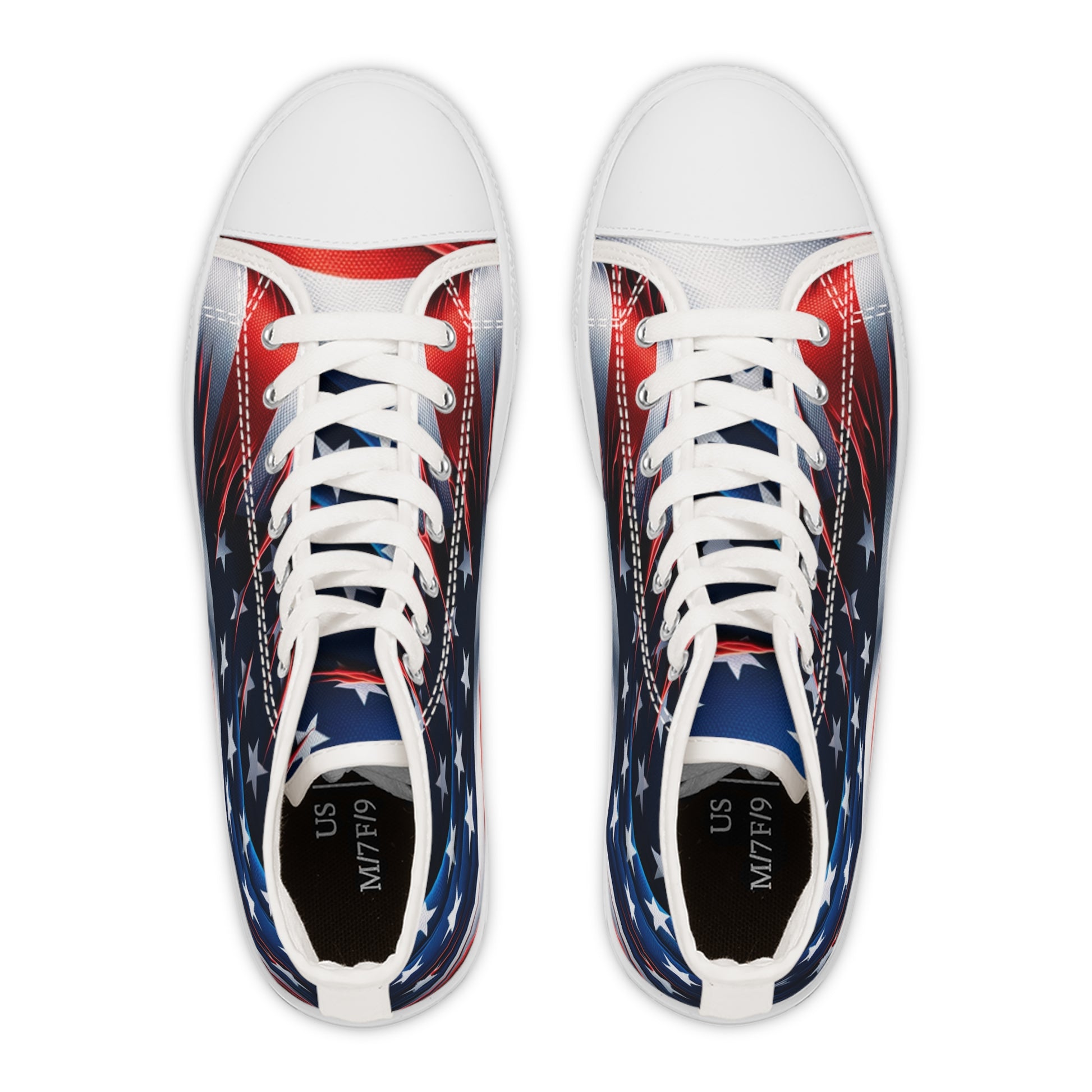 Patriotic High Top Sneakers, American Flag Sneakers for Women, Casual Shoes, Independence Day Footwear, Trendy High Tops