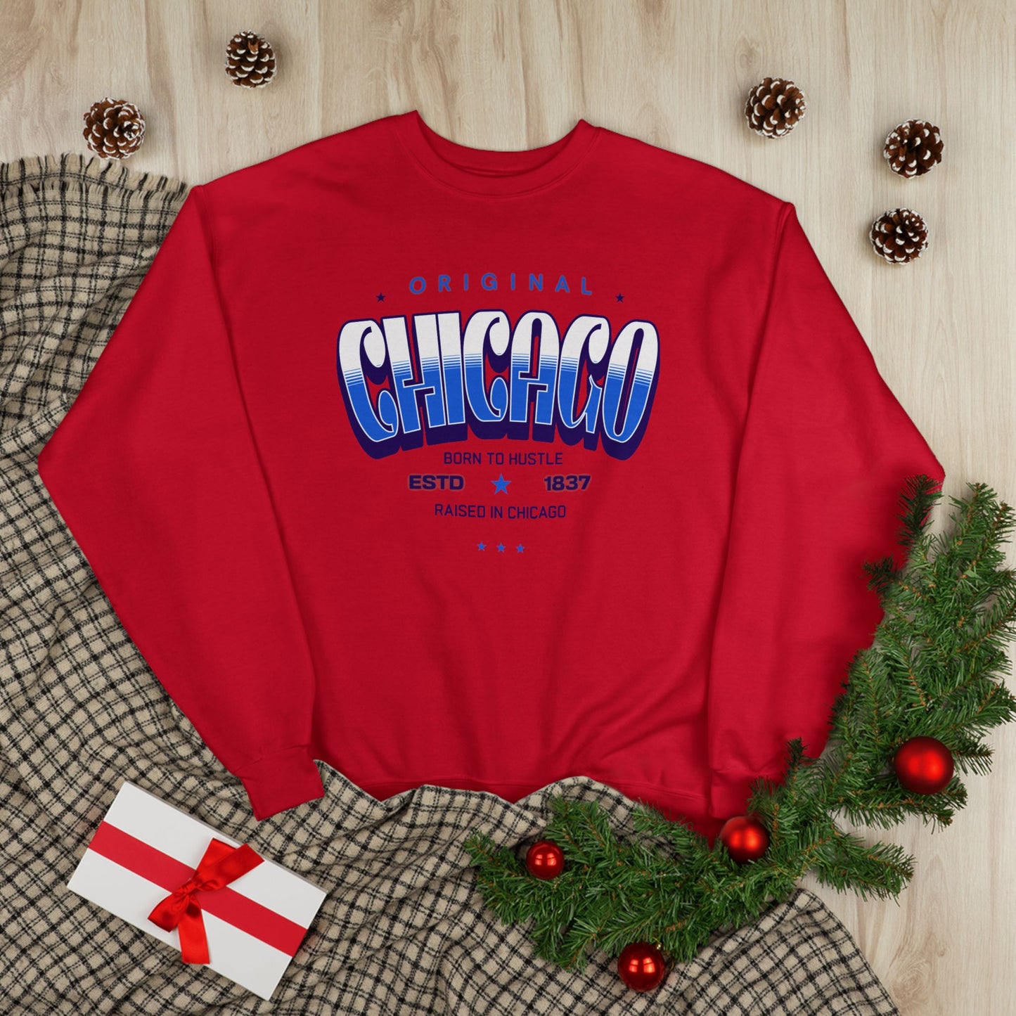 Chicago Hustle EcoSmart Crewneck Sweatshirt, Unisex Sweatshirt, Gift for Chicago Lovers, Trendy Streetwear, Casual Wear, Cozy Sweatshirt