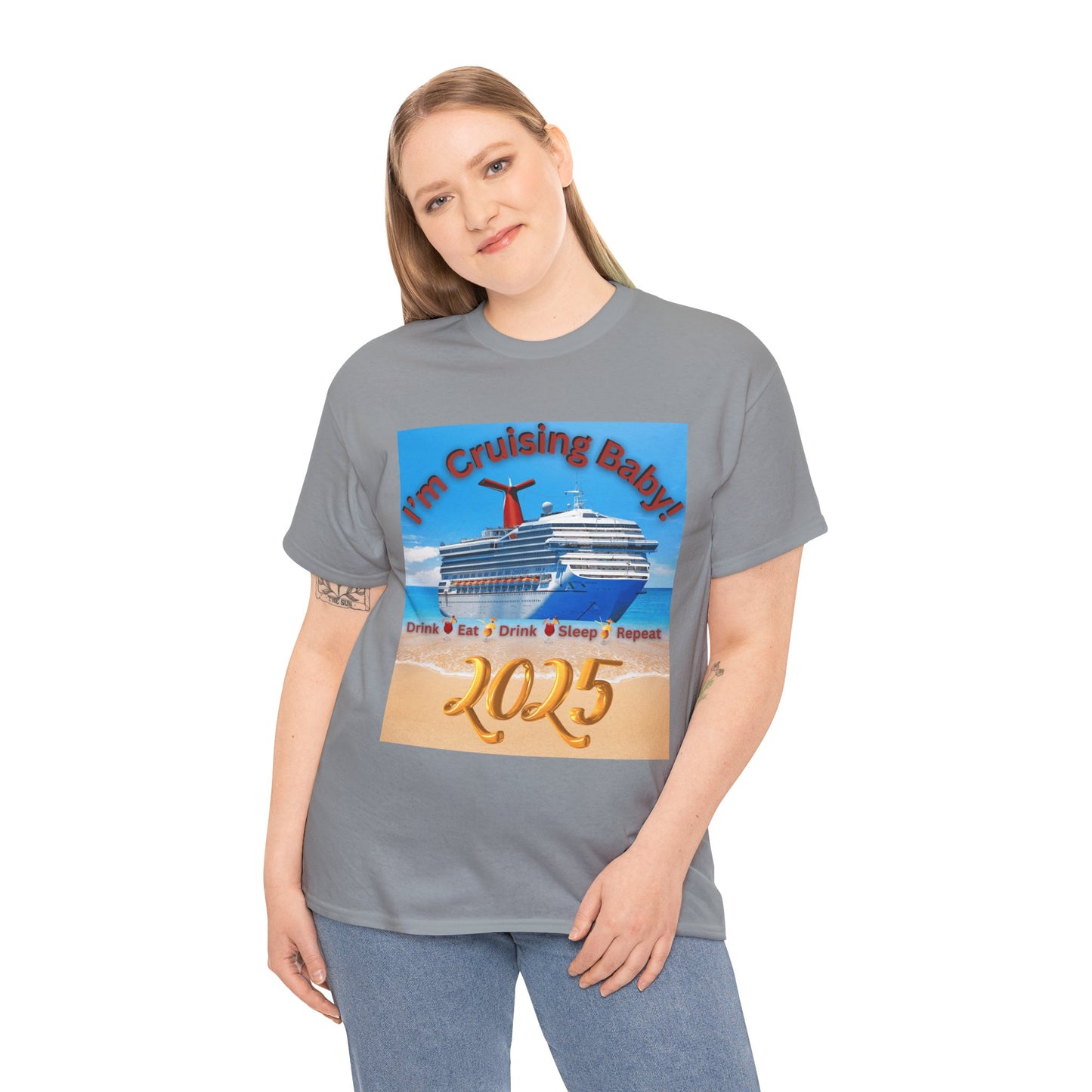 "I'm Cruising 2025" Unisex Heavy Cotton Tee, Cruise T-Shirts 2025, Unisex Cruise T-Shirts 2025, Bon Voyage Cruise Shirts