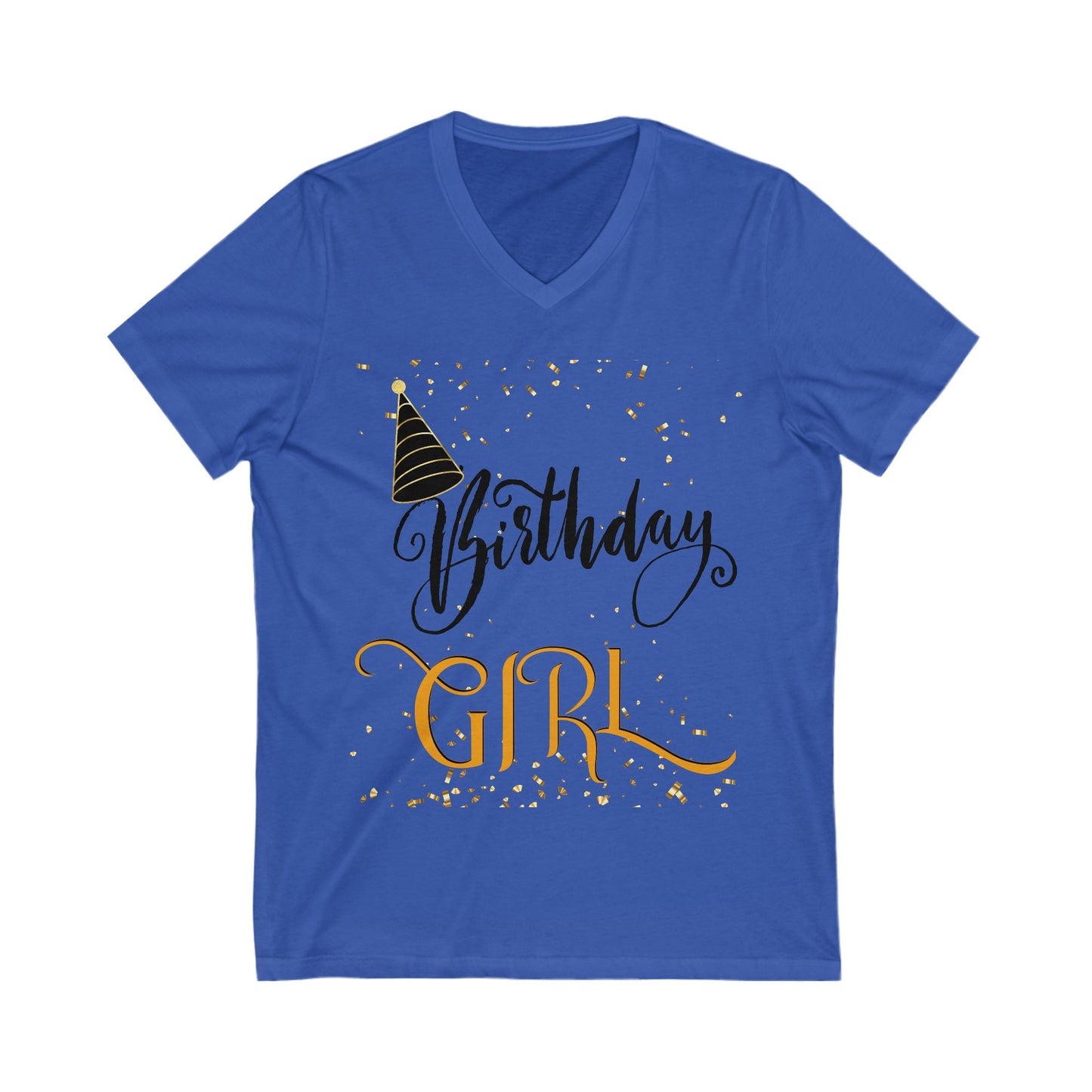 Birthday Girl Jersey Short Sleeve V-Neck Tee, Birthday T-Shirt for Women and Teens