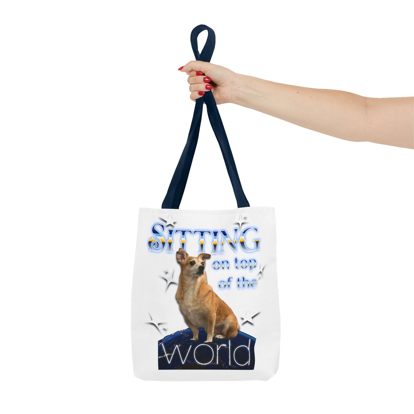 Personalized Tote Bag — "Sitting on Top of the World" Corgi Tote